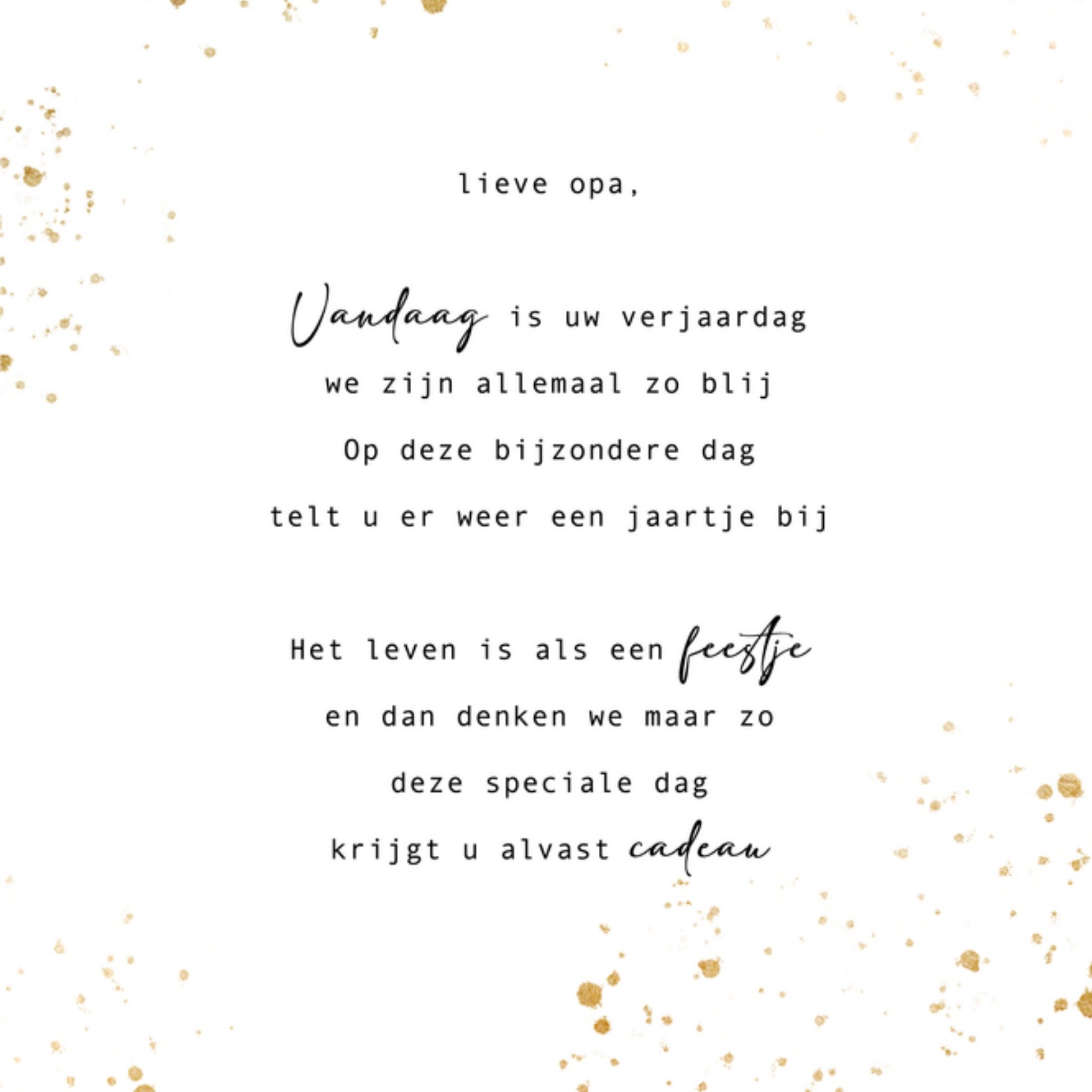 Greetz Verjaardagskaart Poem Opa Vierkant
