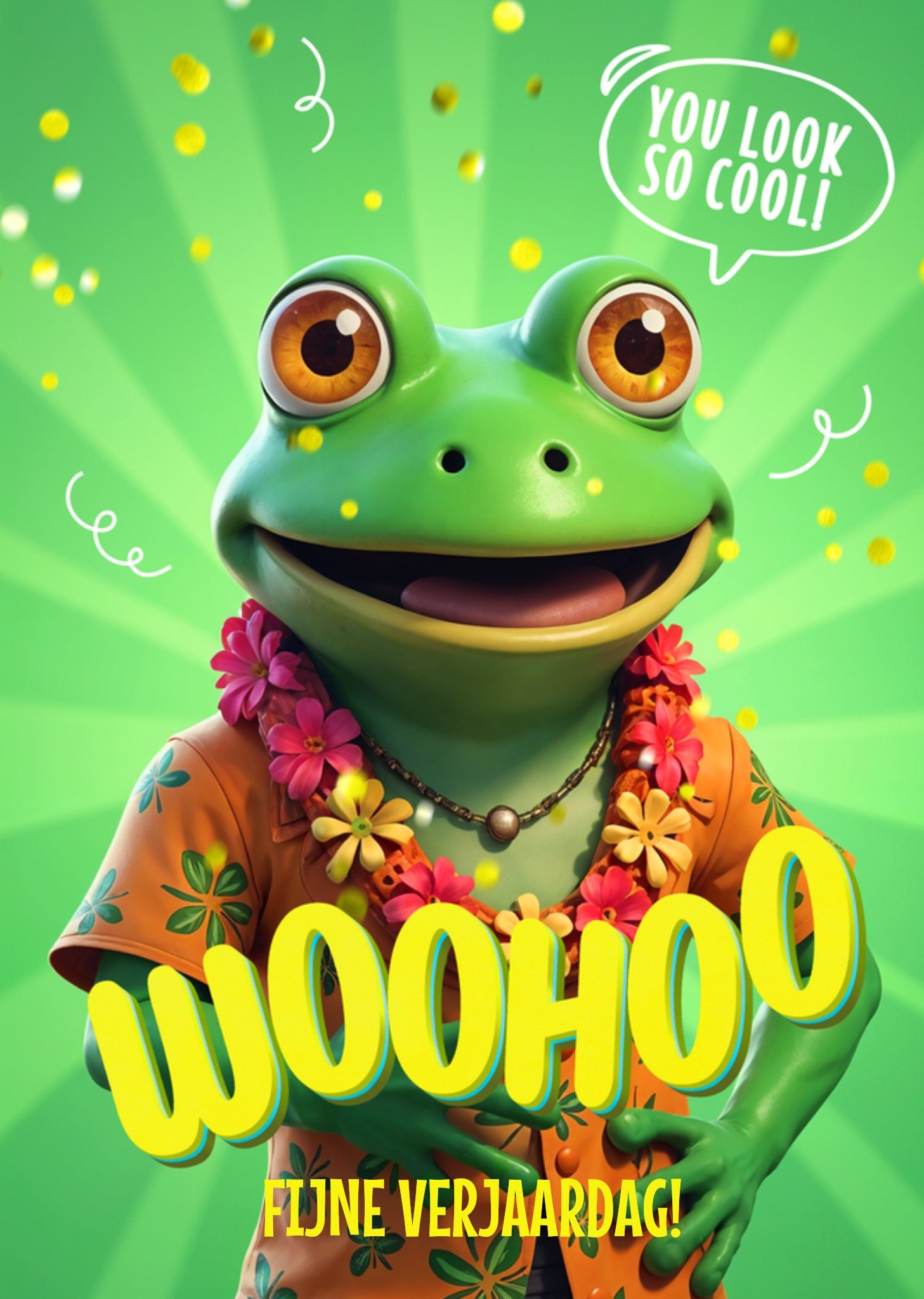 Verjaardagskaart Coole Kikker Aanpasbare tekst Kaart Luckz