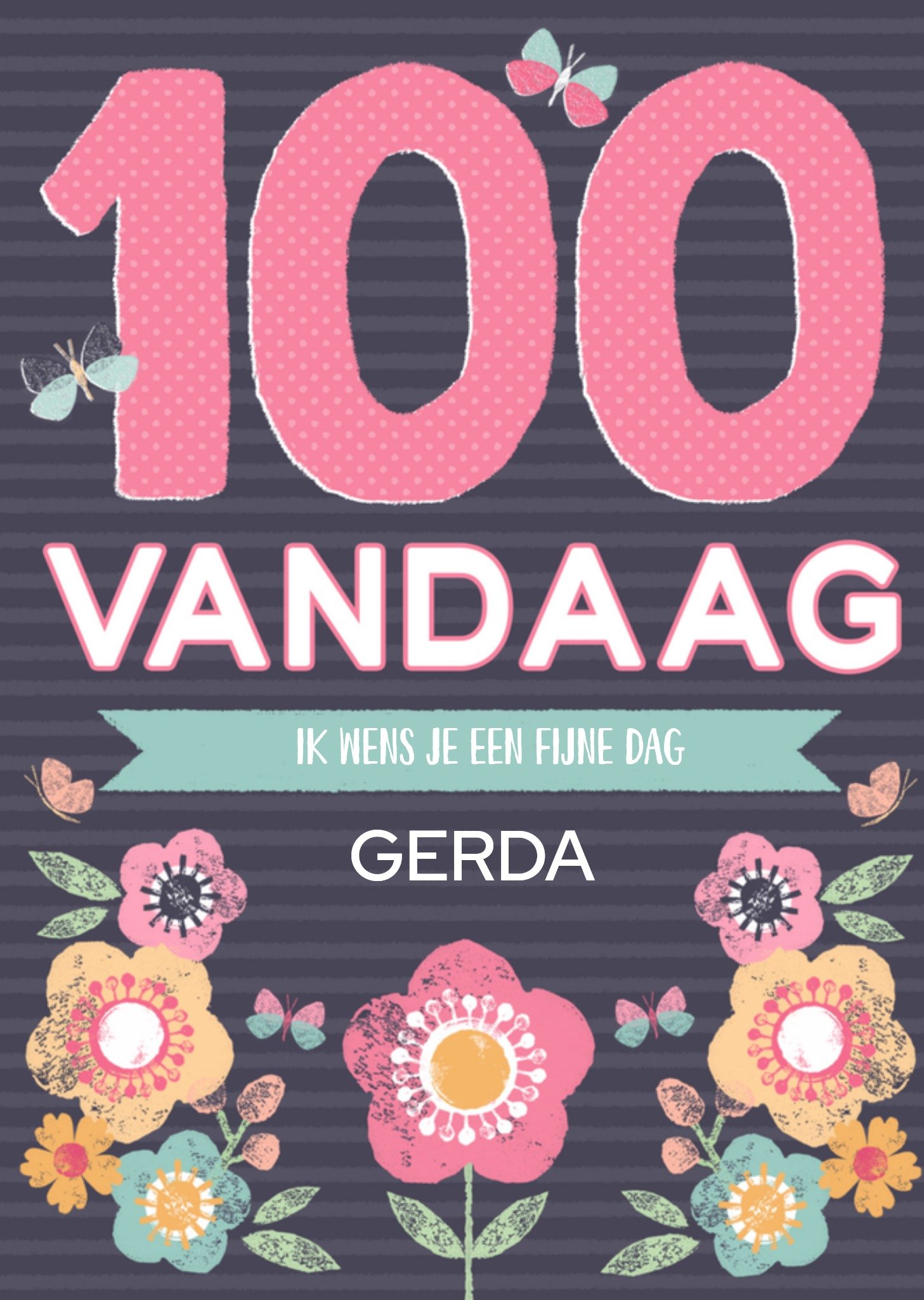 Verjaardagskaart 100 jaar met naam Kaart Greetz