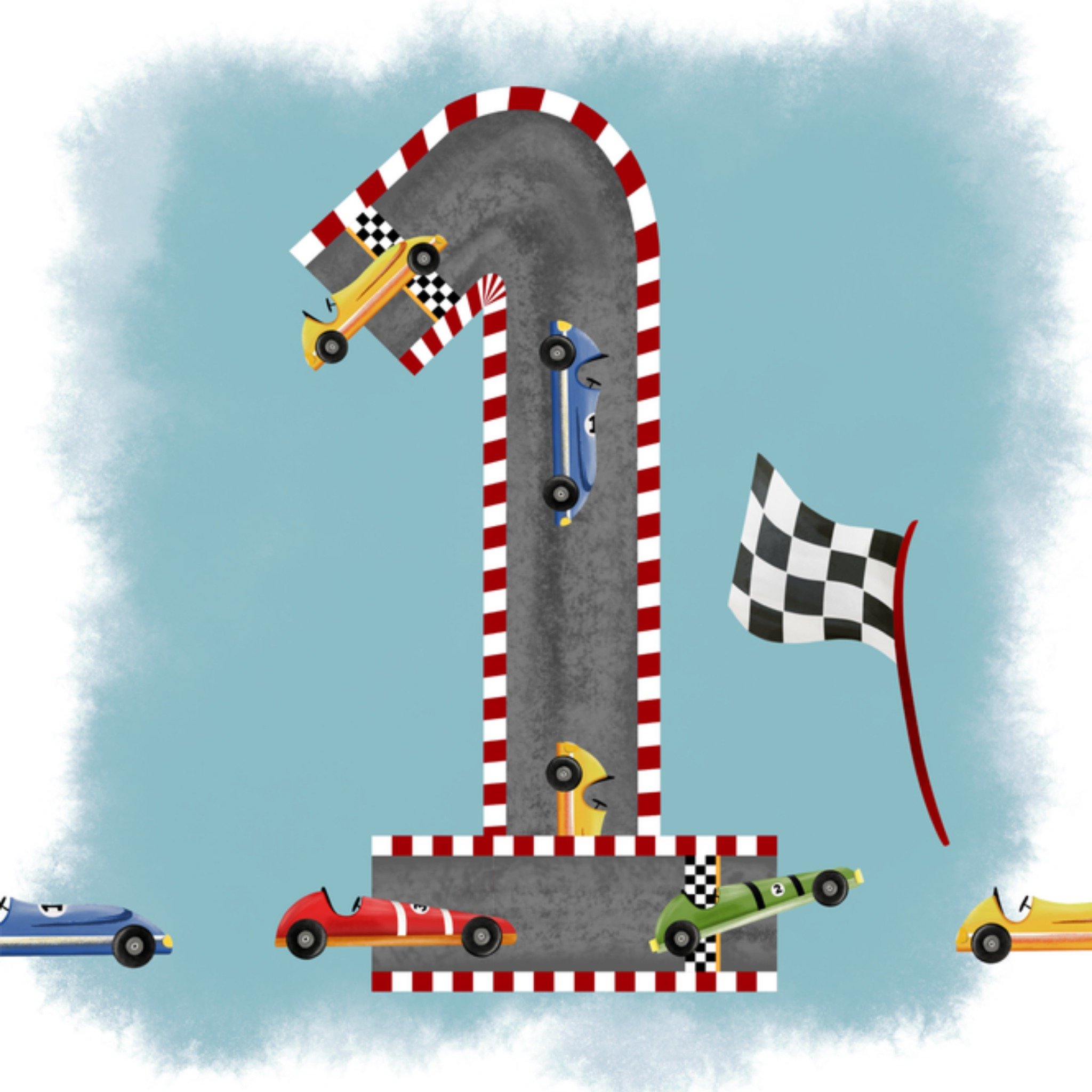 Greetz Verjaardagskaart 1 jaar racebaan Vierkant