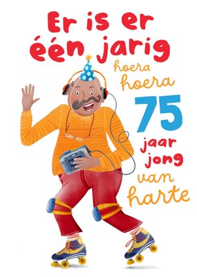 Fishuals | Verjaardagskaart | Er is er één jarig hoera hoera 75 jaar jong van harte