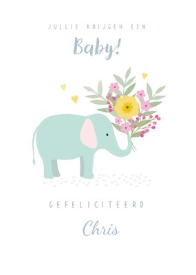 Jullie Krijgen Een Baby Geïllustreerde Olifant Zwangerschap Kaart