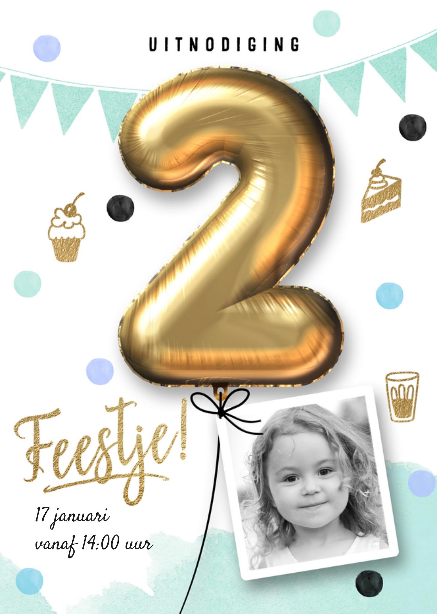 Uitnodiging Kinderfeestje 2 jaar Kaart Luckz