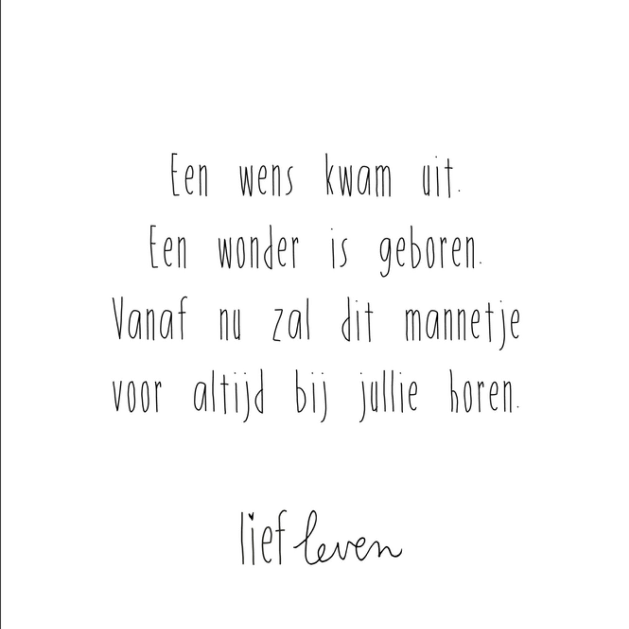 Geboortekaart babyboy Vierkante Kaart Lief Leven