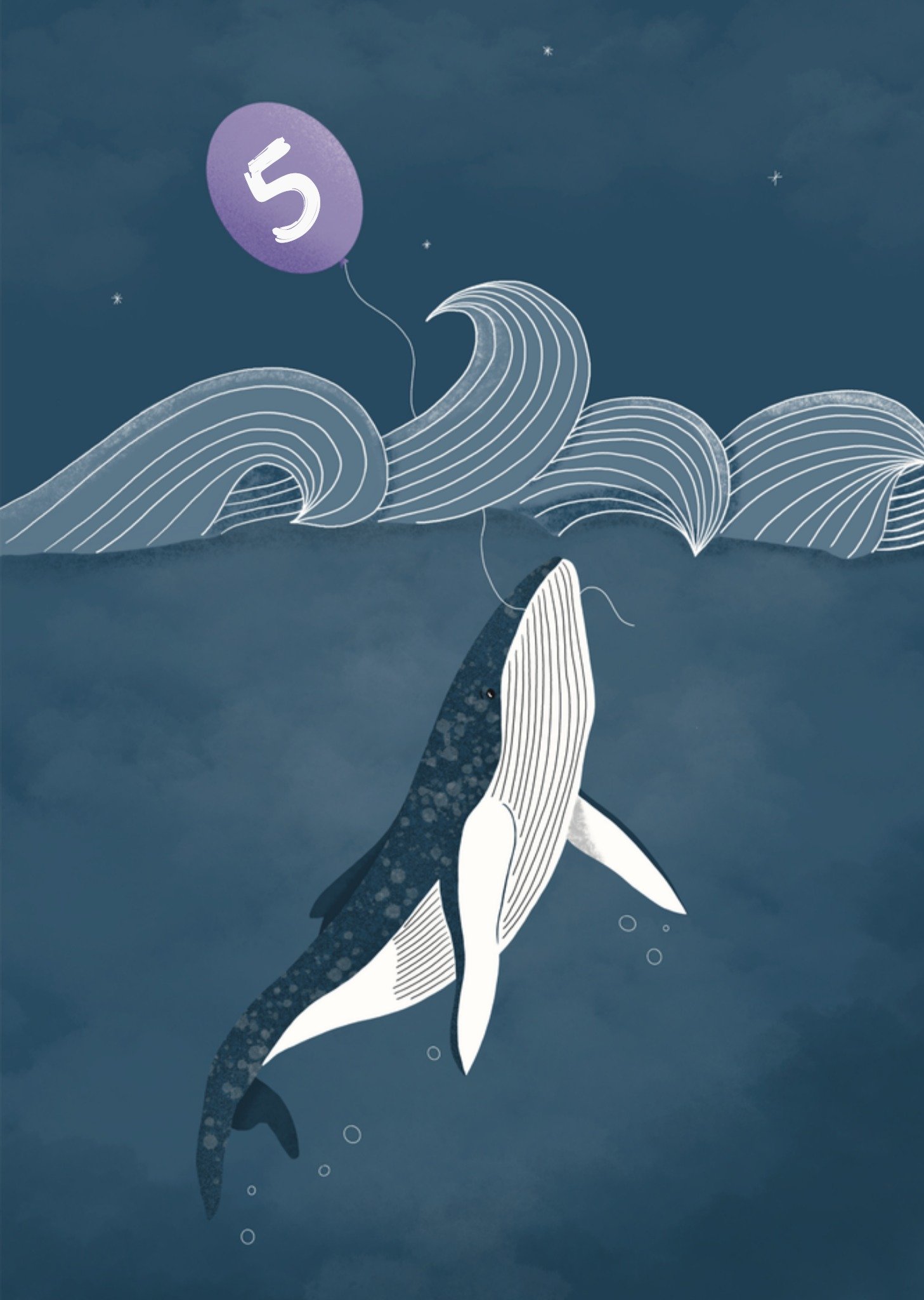 De Merkwaardige Studio Verjaardagskaart Met leeftijd 5 Walvis Kaart De merkwaardige studio