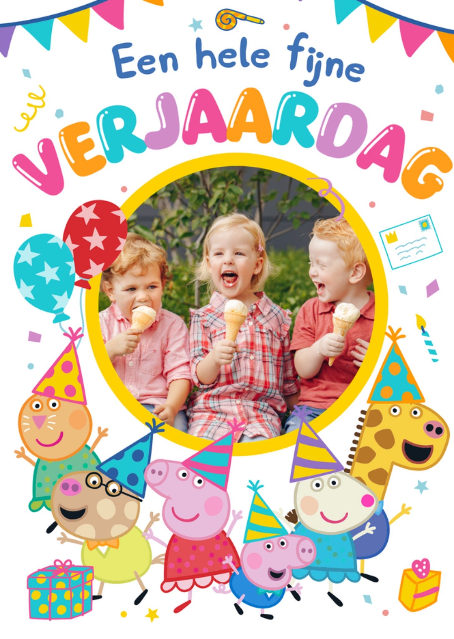 Verjaardagskaart Een Hele Fijne Verjaardag Met foto Kaart Peppa Pig