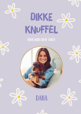 Dikke Knuffel Bloemenpatroon Foto Upload Tante Kaart
