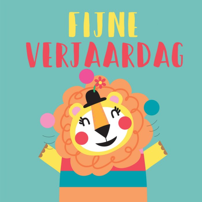 Memelou | Verjaardagskaart | leeuw | clown