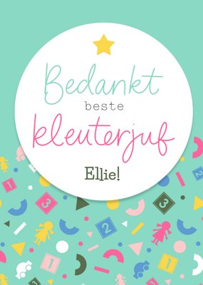 Schoolpatroon Typografisch Bedankt Kleuterjuf Kaart