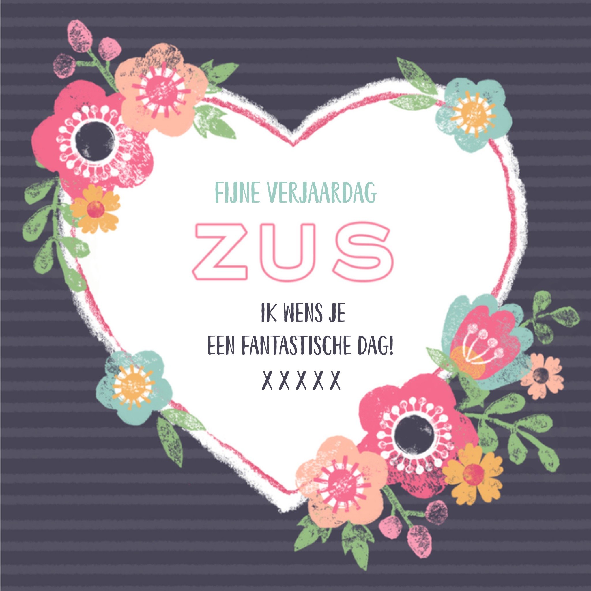 Greetz Verjaardagskaart zus bloemenkaart Vierkant