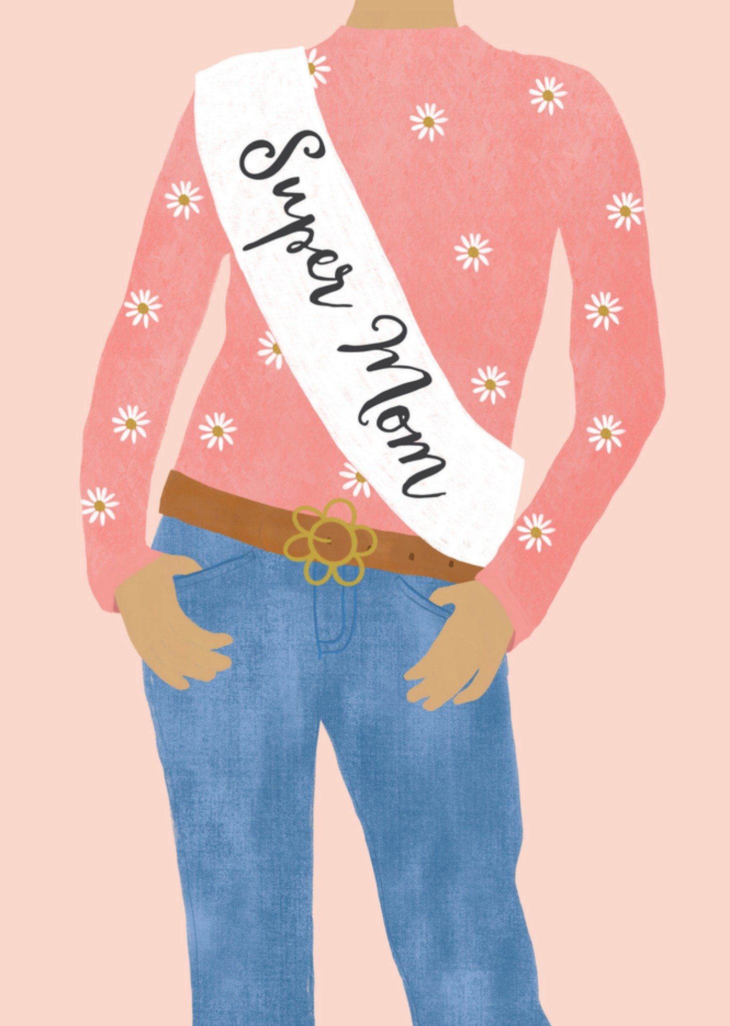 Moederdagkaart illustratie super mom Kaart Tsjip