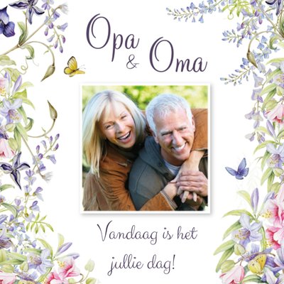 Vandaag Is Het Jullie Dag Aquarel Bloemen Foto Upload Opa En Oma Kaart