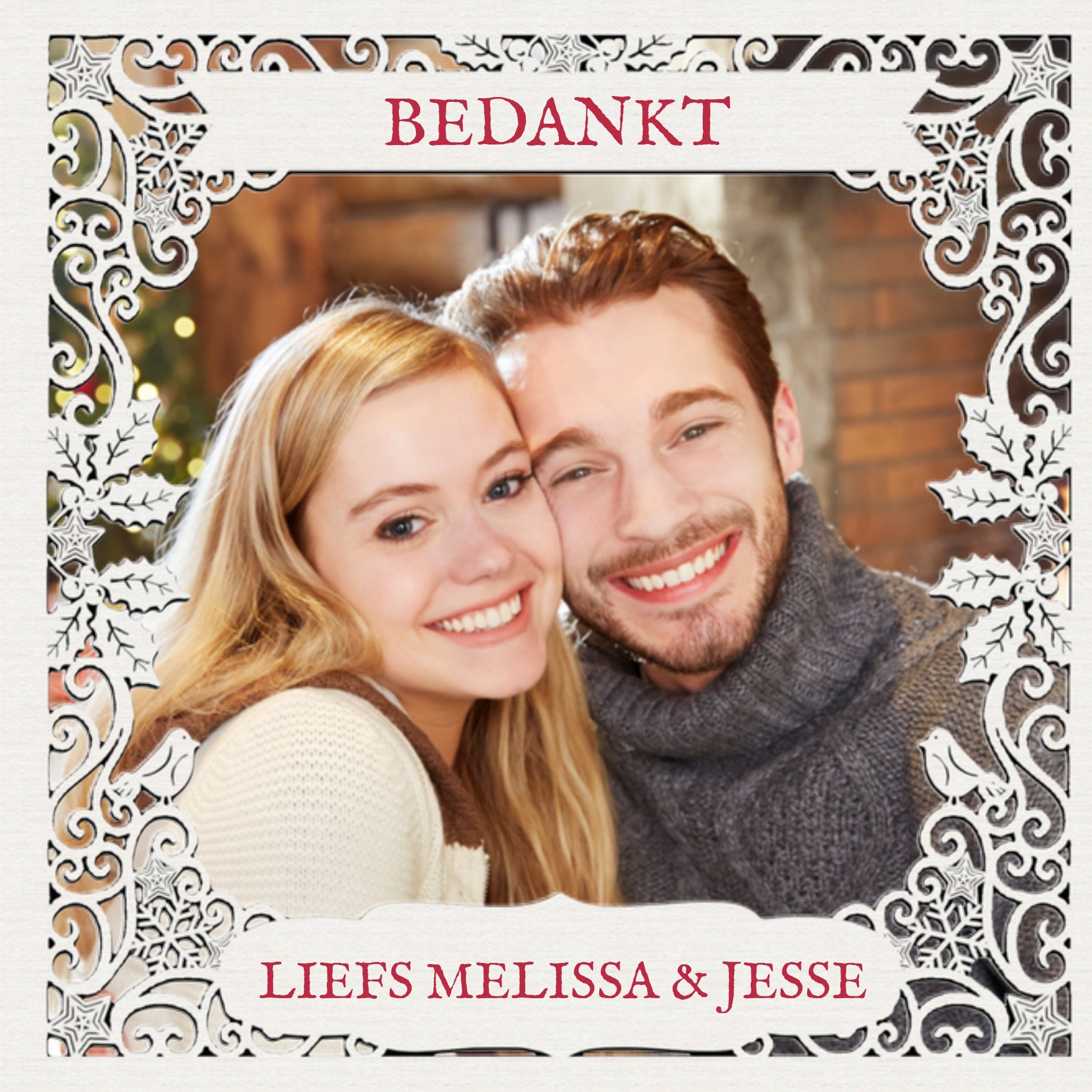 Greetz Kerstkaart Vrolijk Foto Bedankt Vierkant