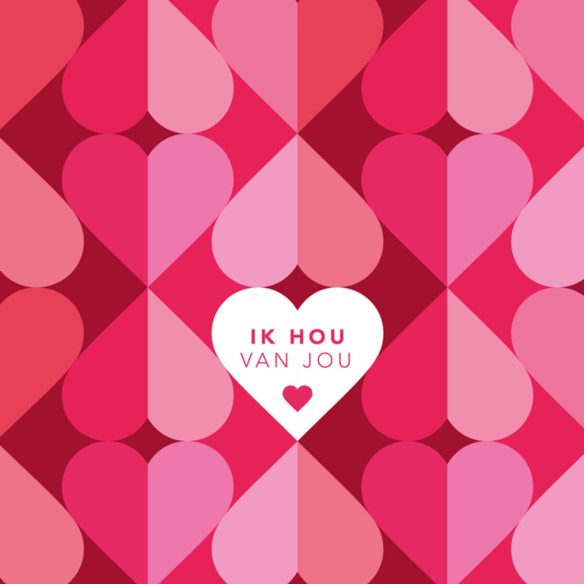 Valentijnskaart Ik hou van jou Vierkante Kaart Paperclip