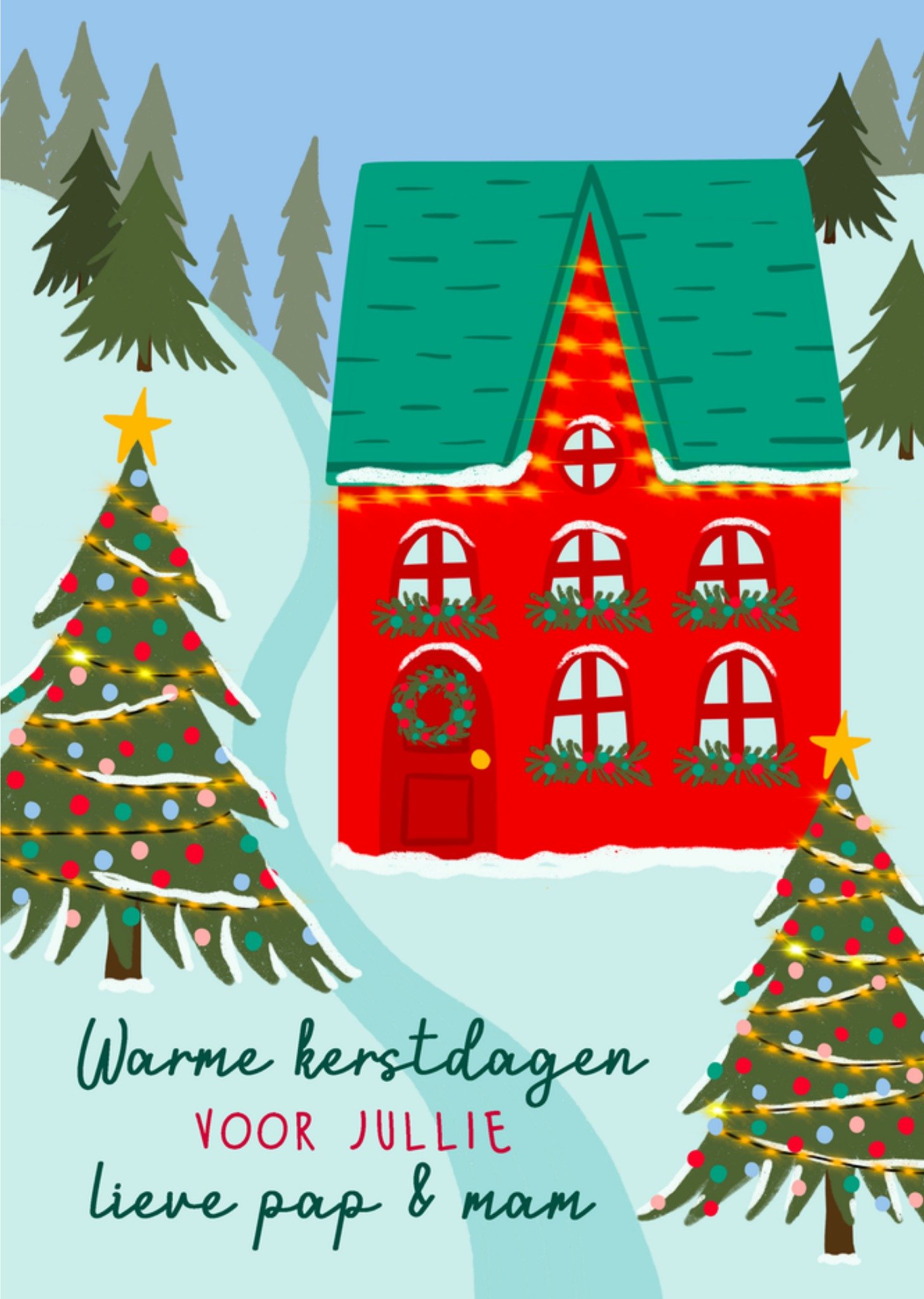Greetz Kerstkaart Kersthuis Lieve pap en mam Standard Card