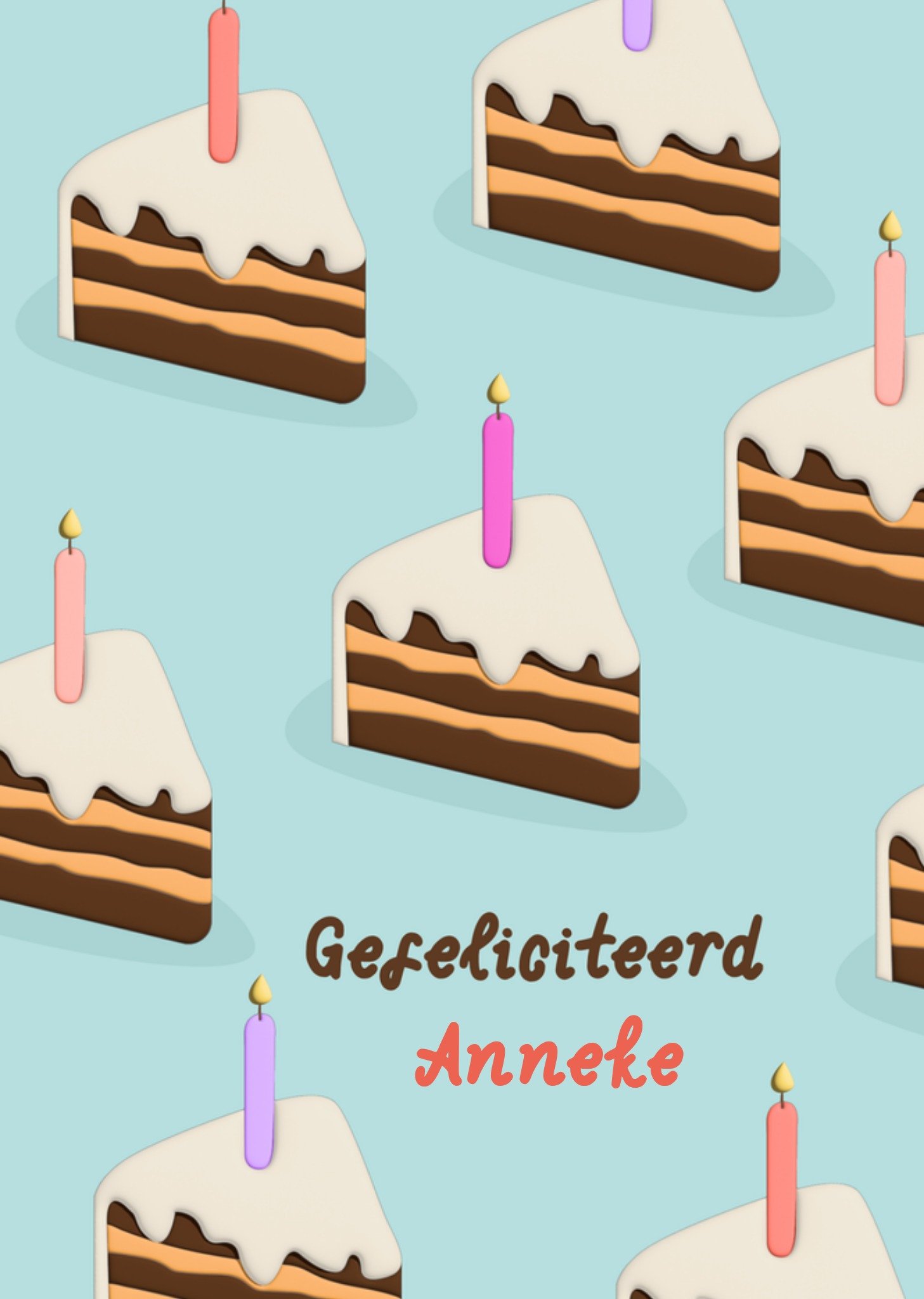 Verjaardagskaart Gefeliciteerd Verjaardagstaart kaart Aanpasbare tekst Greetz