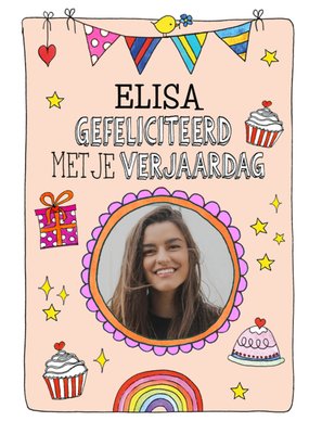 Sandysign | Verjaardagskaart | Gefeliciteerd Met Je Verjaardag Doodle | Aanpasbare foto enn tekst