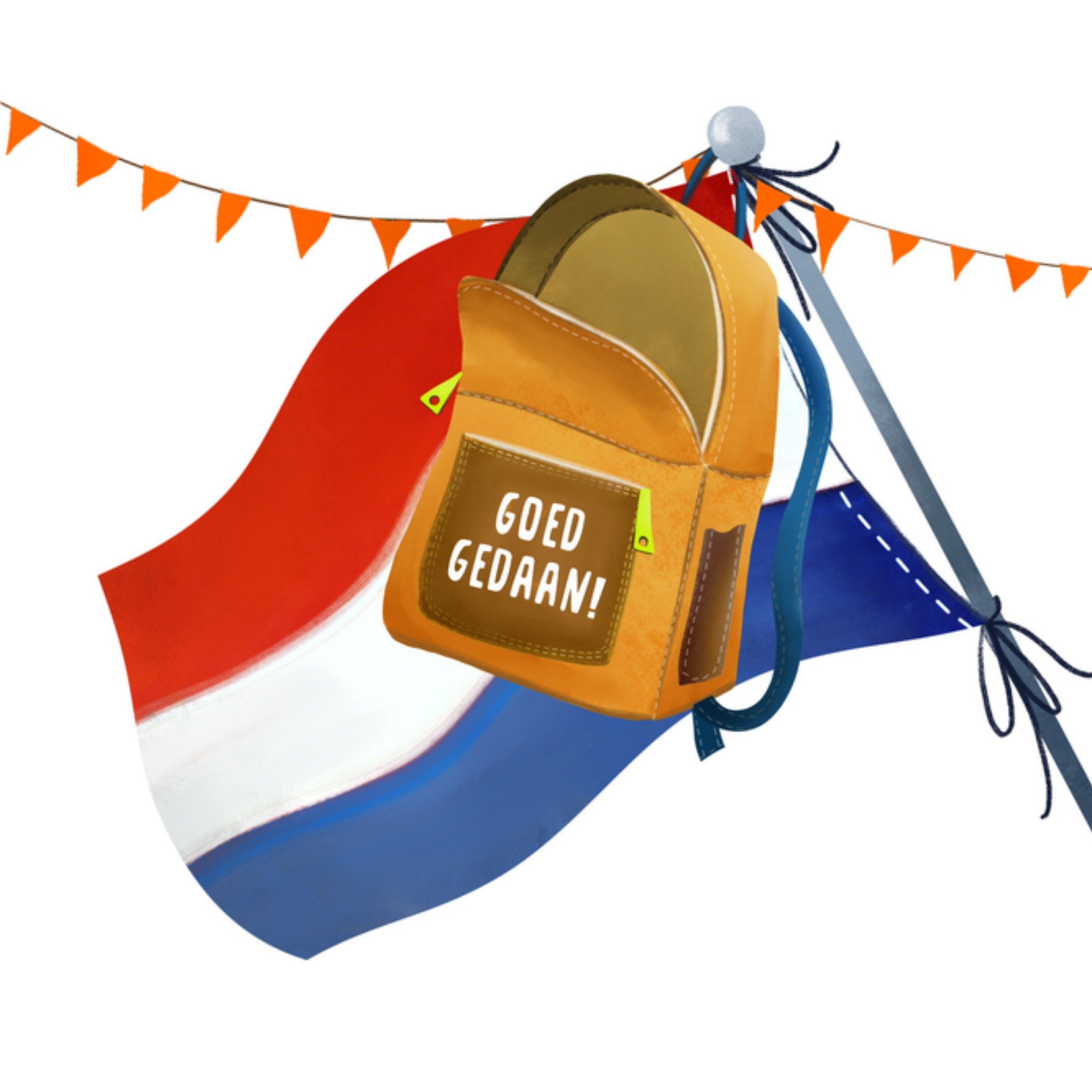 Greetz Geslaagd kaart vlag rugtas Vierkant