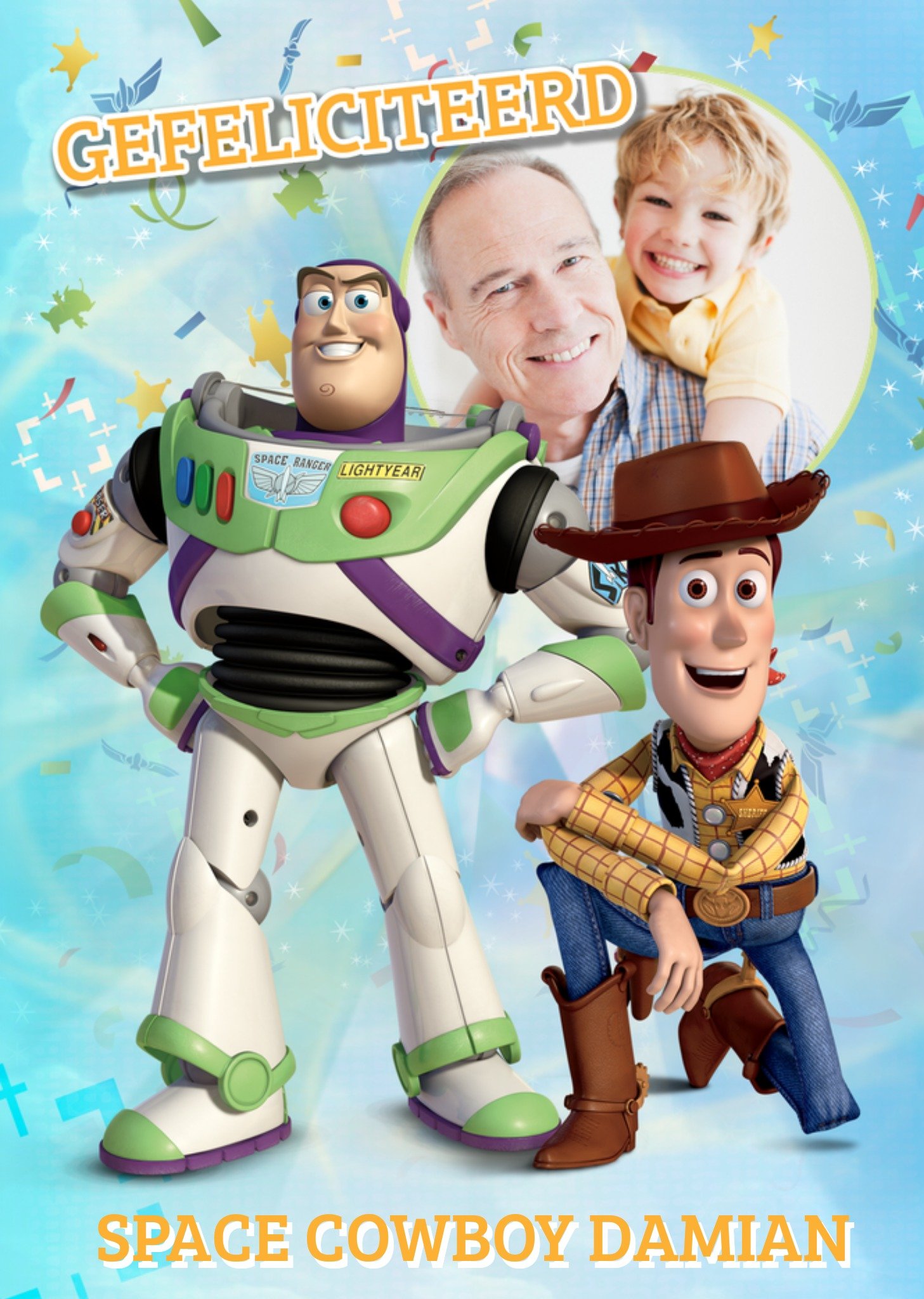 Verjaardagskaart Met foto Space Cowboy Kaart Disney