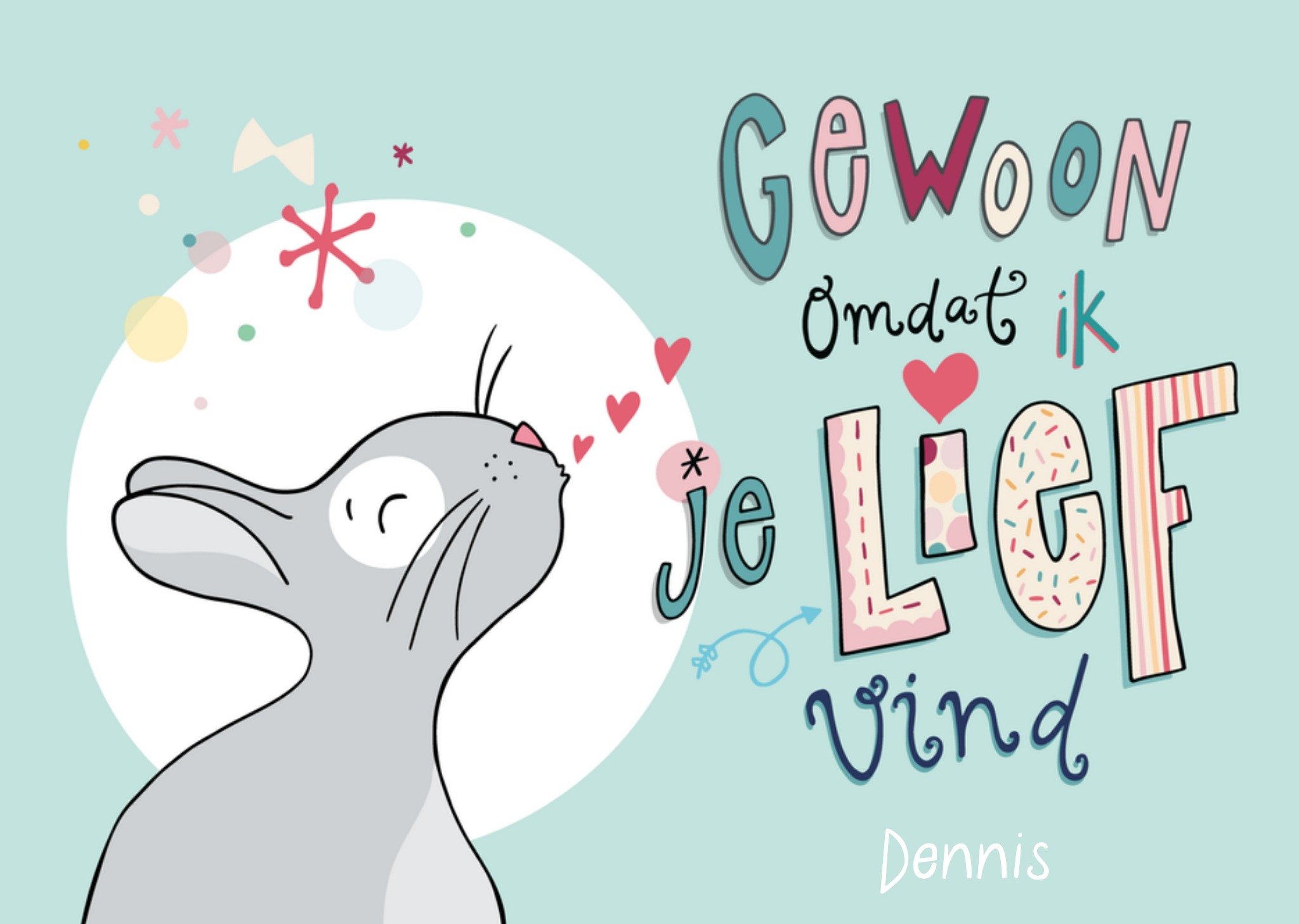 Liefde kaart Konijn Met naam Kaart Funny Side Up