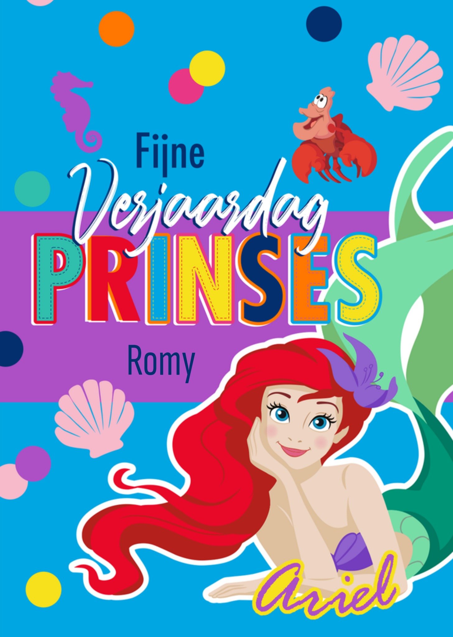 Disney - Verjaardagskaart - Disney Prinsessen - Ariel - Met naam