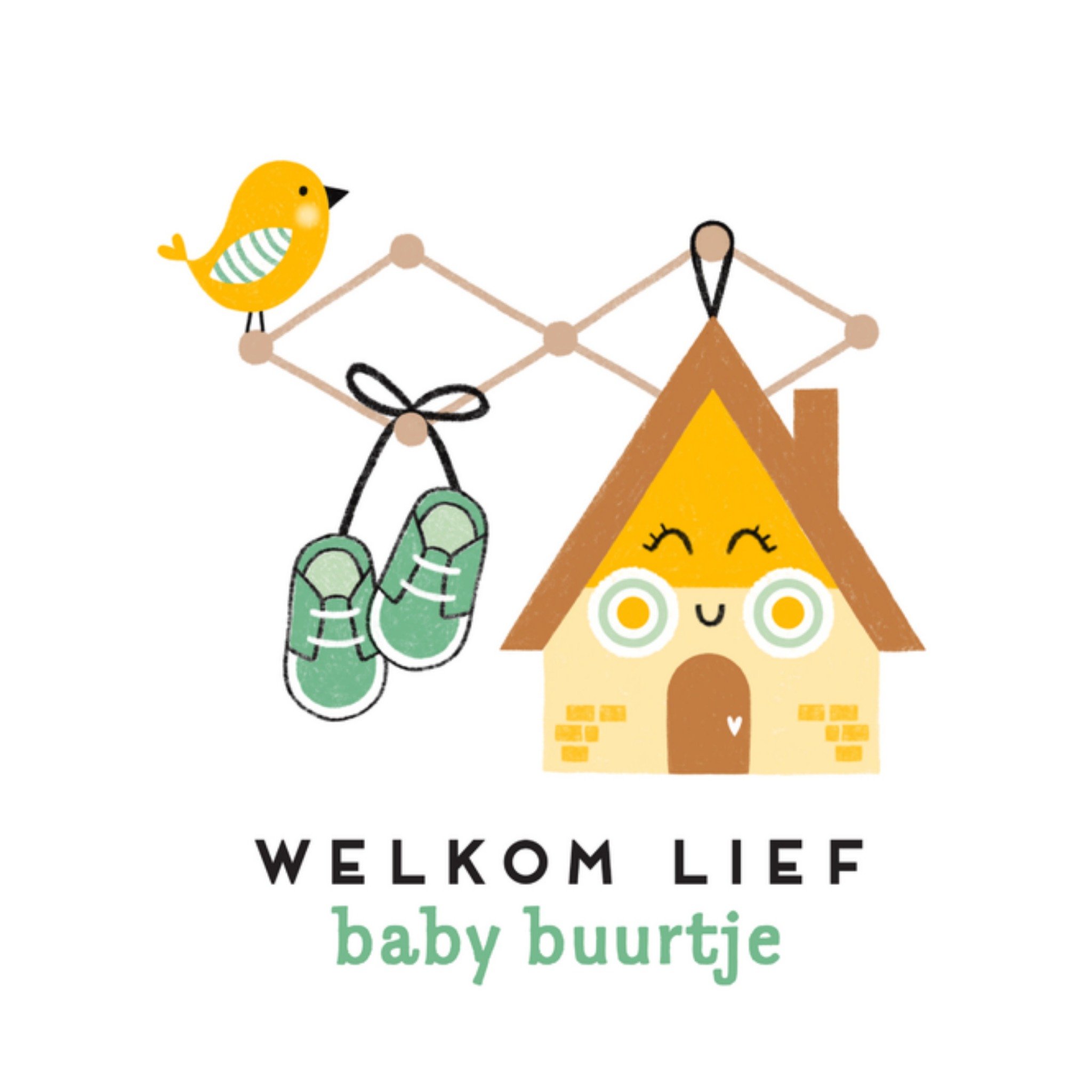 Geboortekaart Baby buurtje Vierkante Kaart Marieke Witke
