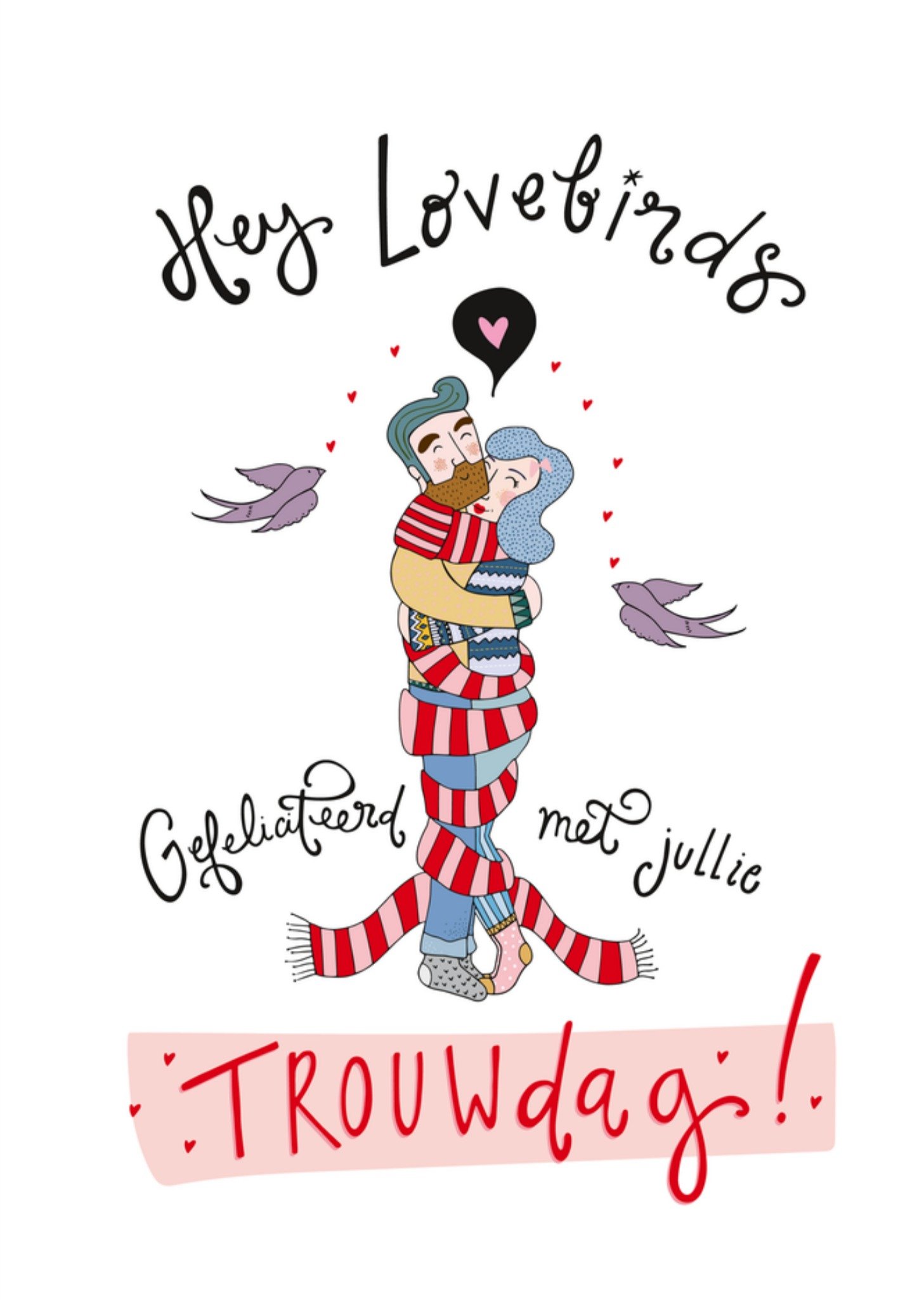 Huwelijkskaart Lovebirds Kaart Funny Side Up