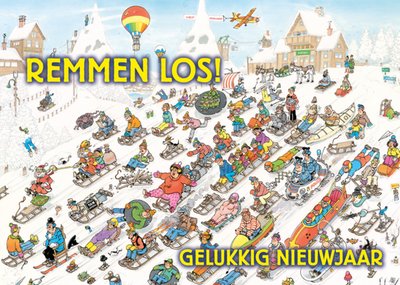 Jan van Haasteren | Nieuwjaarskaart | Remmen Los Gelukkig Nieuwjaar