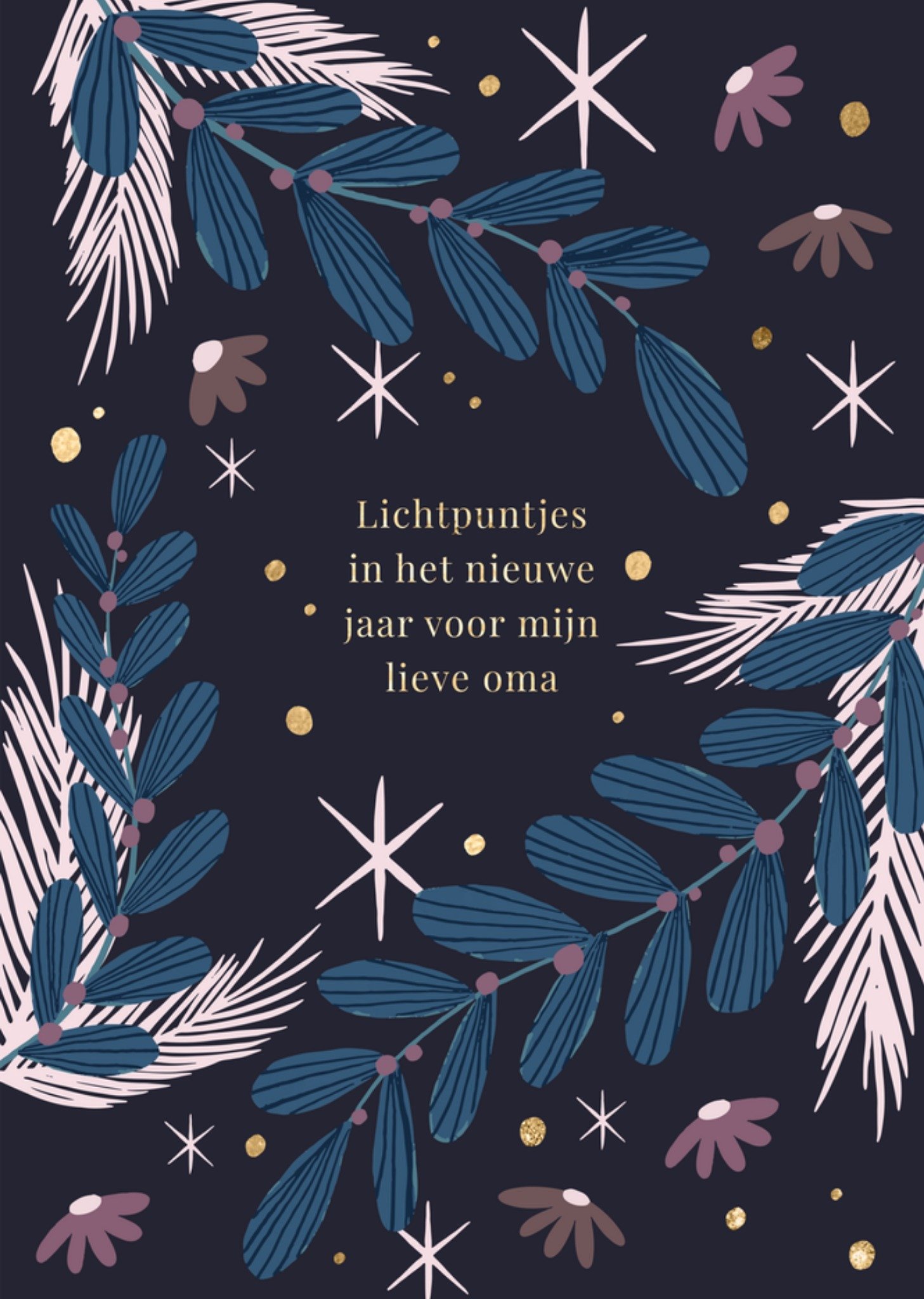 Nieuwjaarskaart Lichtpuntjes Lieve Oma Kaart Greetz