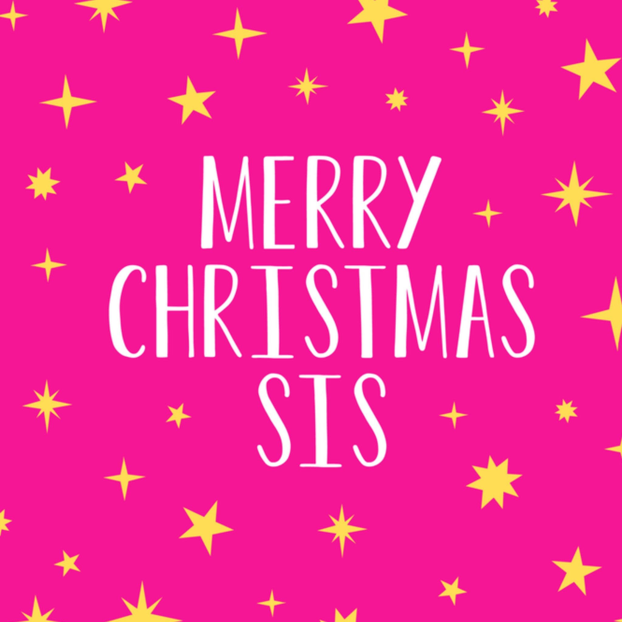 Greetz Kerstkaart zus roze sterren Vierkant