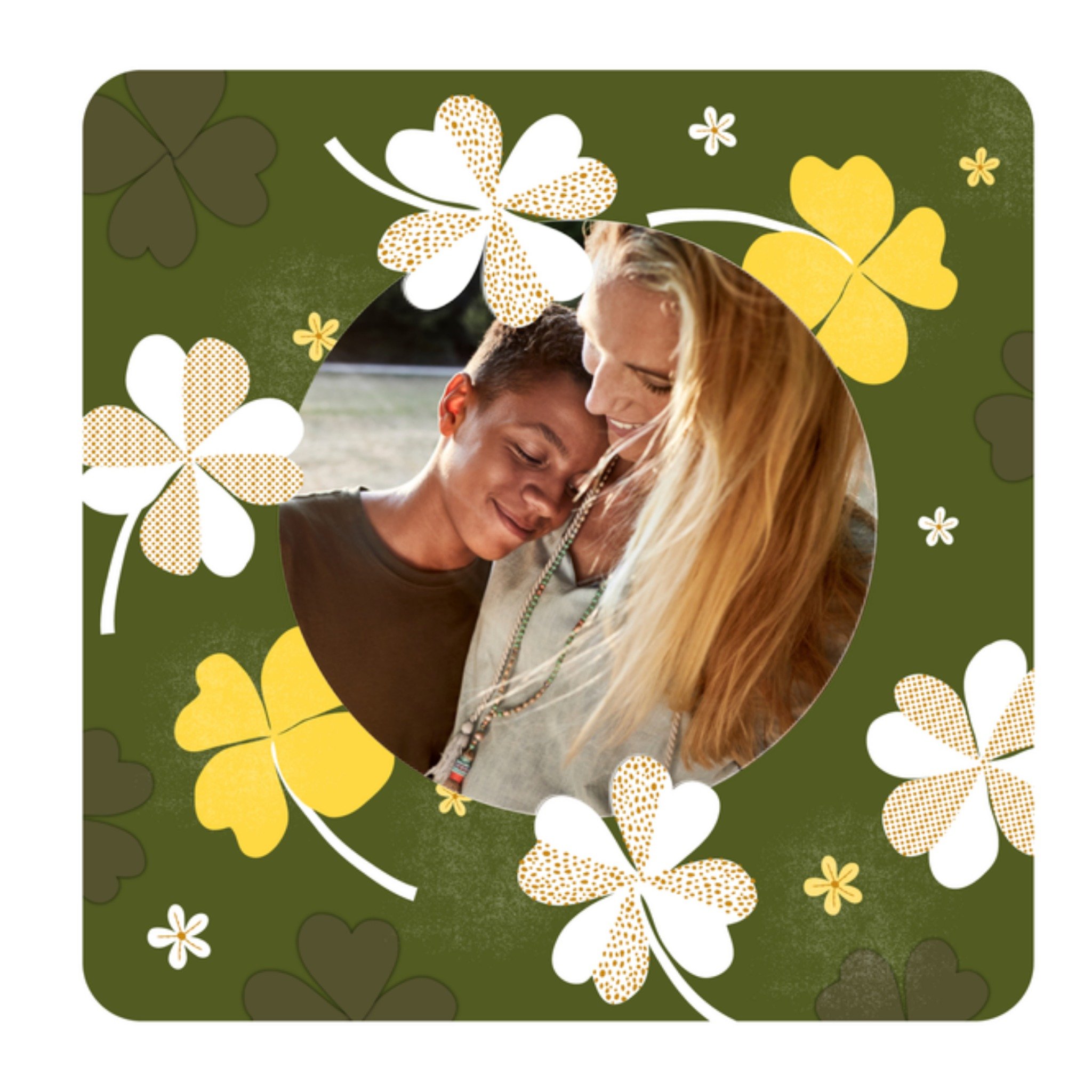 Succeskaart klavertje foto Vierkante Kaart Paperclip