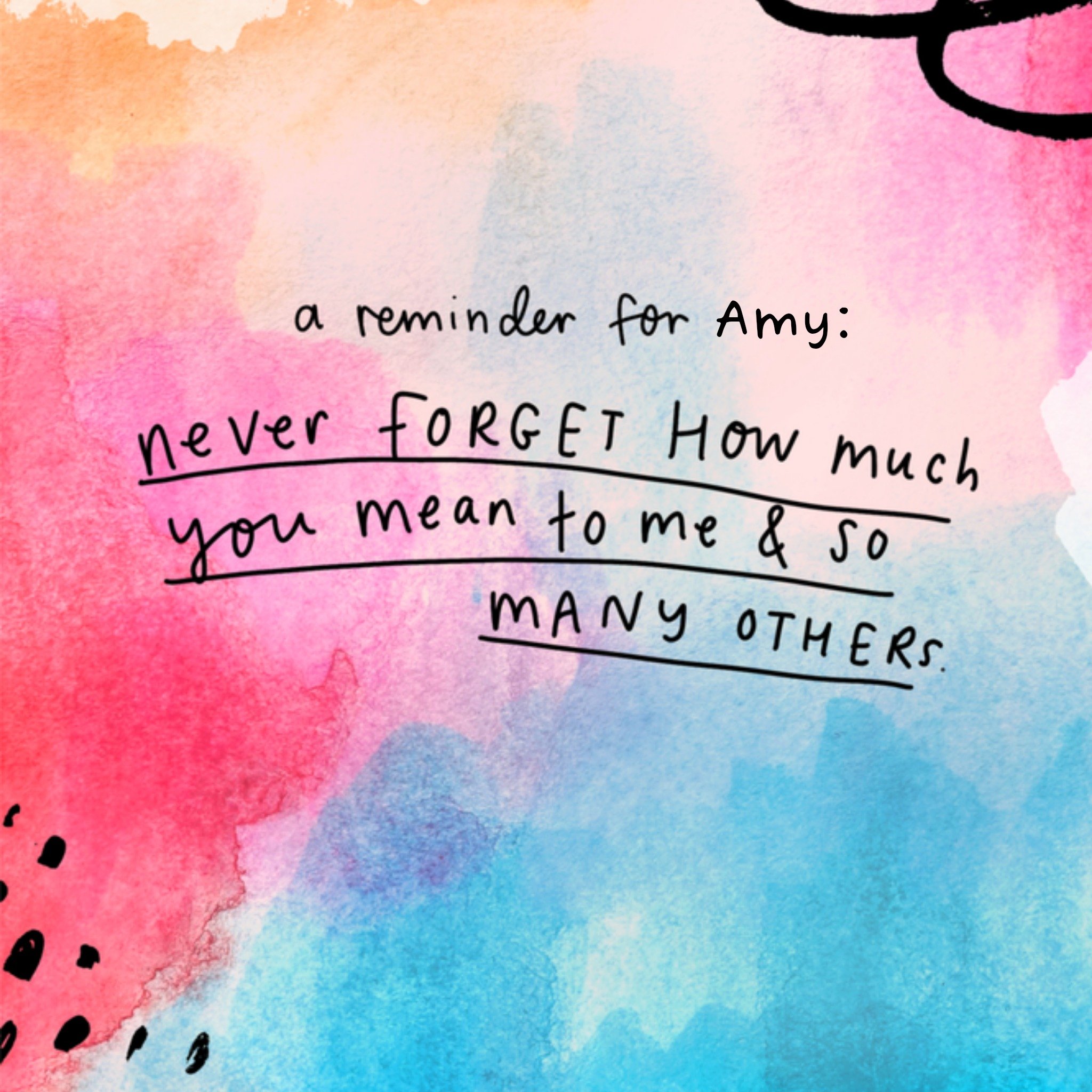 Denken aan kaart met naam Vierkante Kaart Pigment