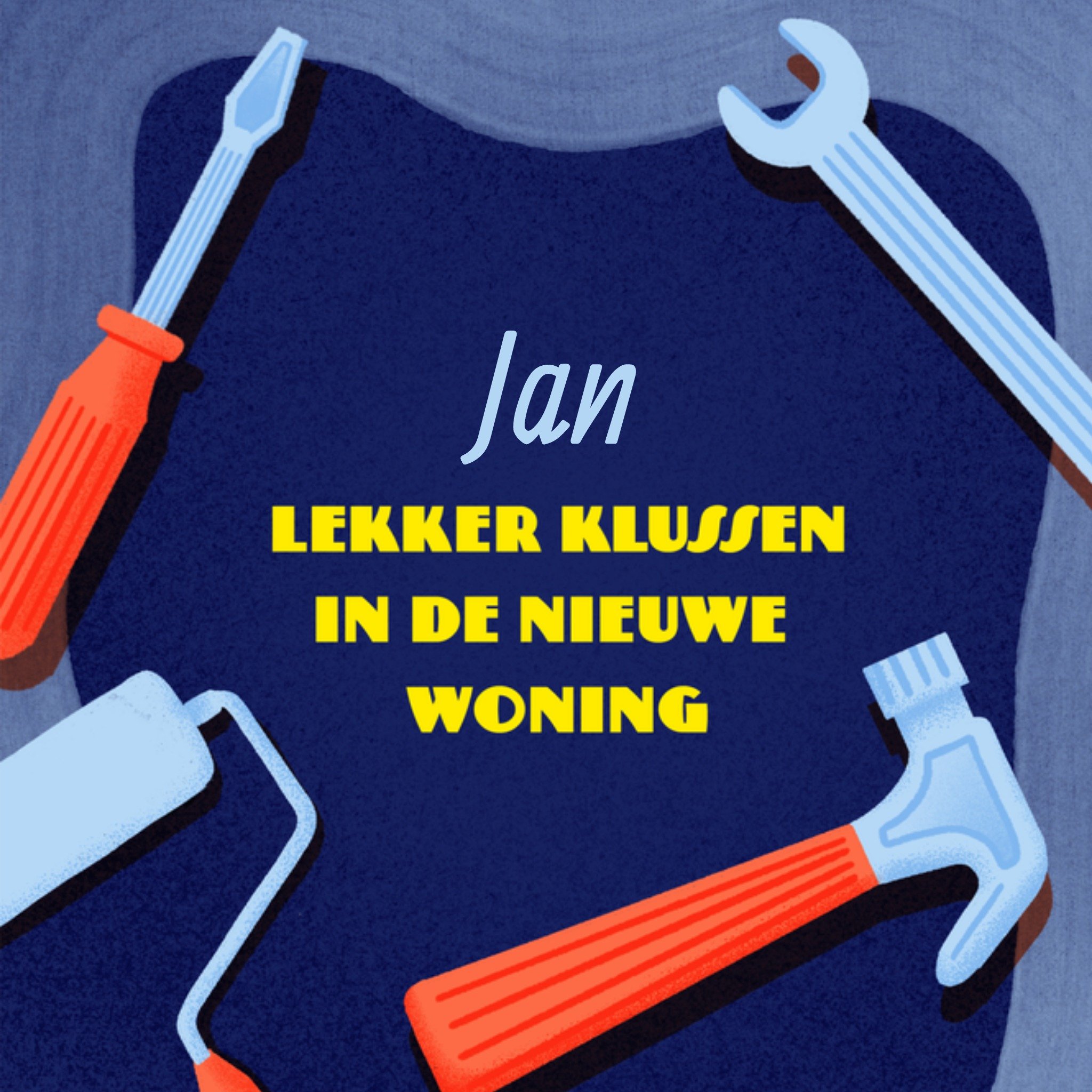 Greetz Verhuiskaart Klussen Illustratie Vierkant