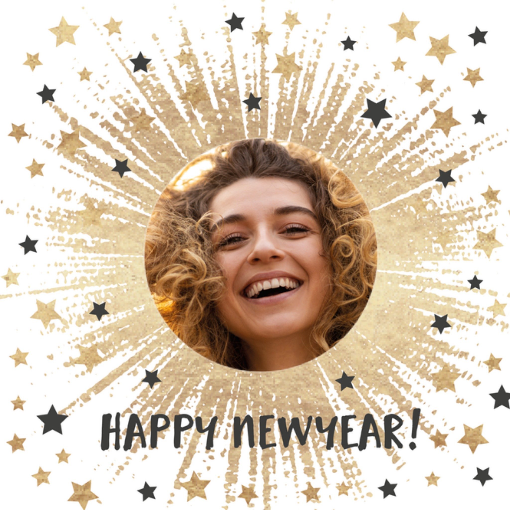 Nieuwjaarskaart Sterren Goud Vierkante Kaart Tsjip