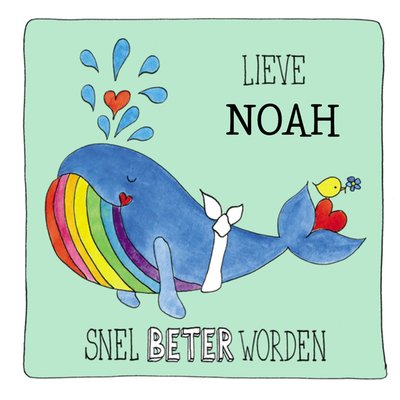 Geïllustreerde Walvis Snel Beter Worden Kaart