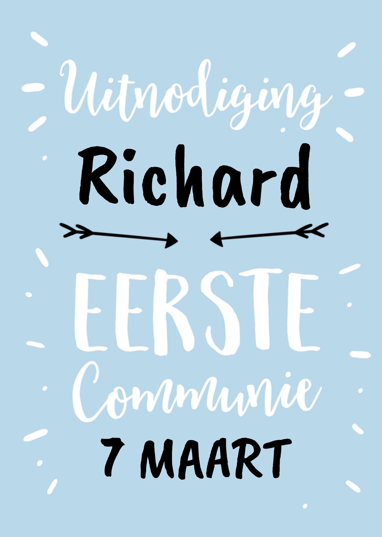 Uitnodiging Communie met naam Kaart Greetz