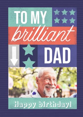 Voor Mijn Geweldige Papa Sterren Typografisch Foto Upload Verjaardag Kaart