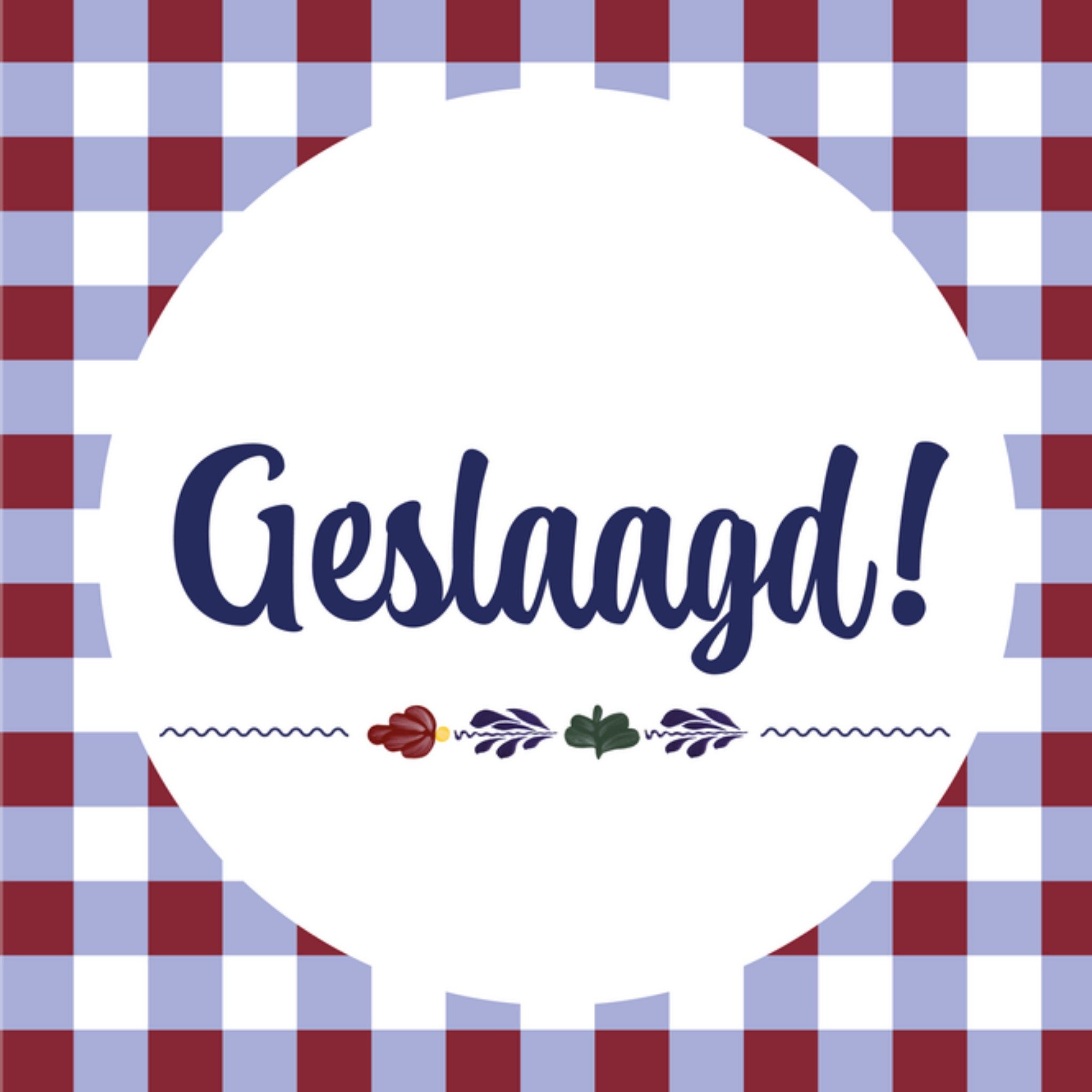 Geslaagdkaart Typografie Vierkante Kaart Boerenbont