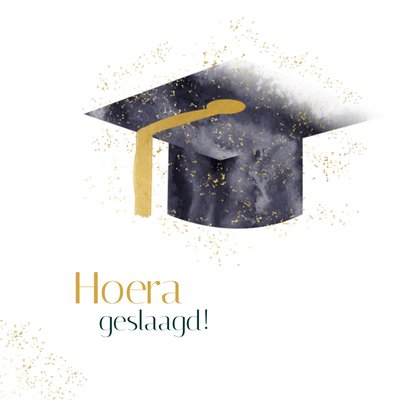 Geïllustreerde Afstudeerhoed Geslaagd Kaart