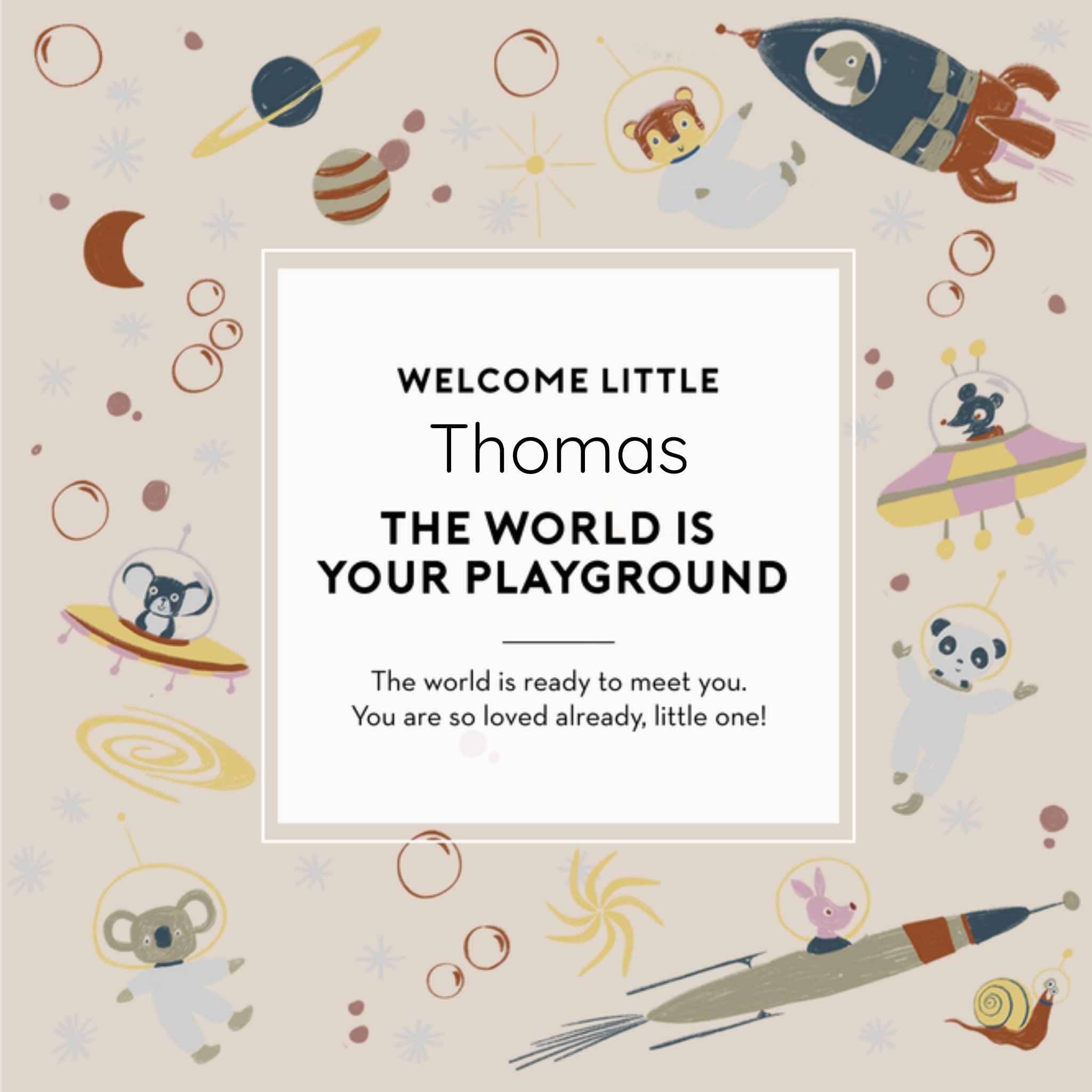 Geboortekaart Ruimte Vierkante Kaart The Gift Label