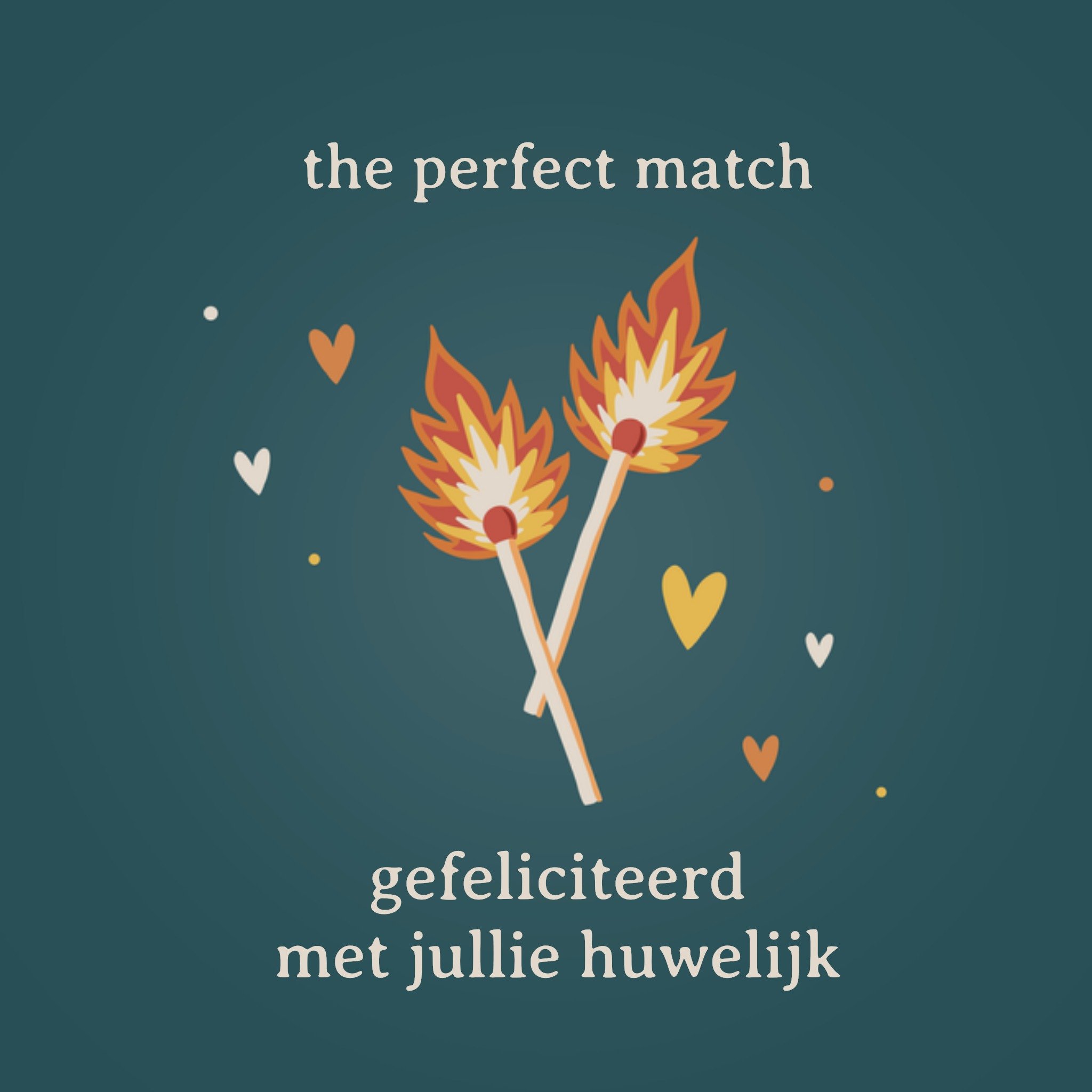 Huwelijkskaart The perfect match Vierkante Kaart Papercute