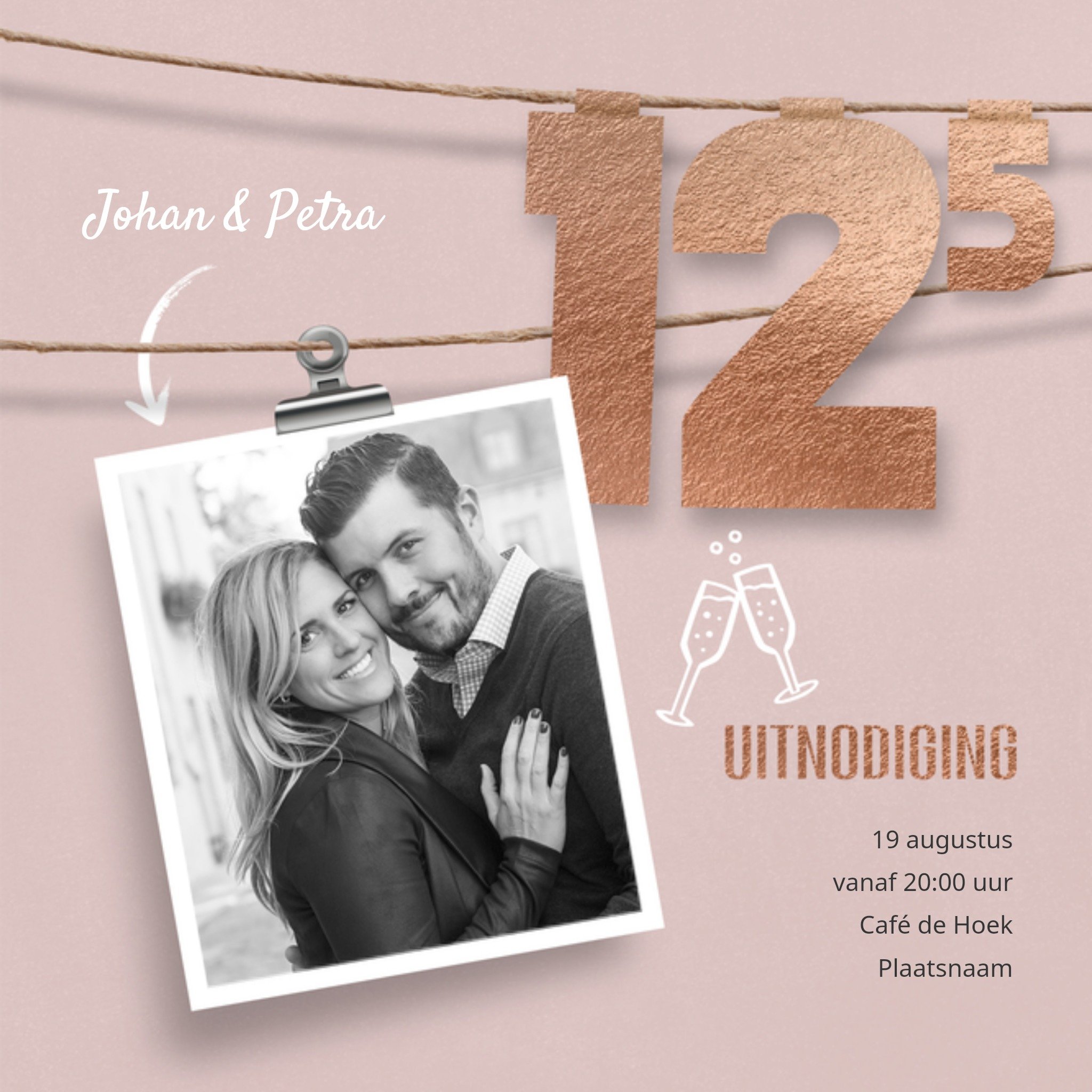 Uitnodiging Huwelijksjubileum Vierkante Kaart Luckz