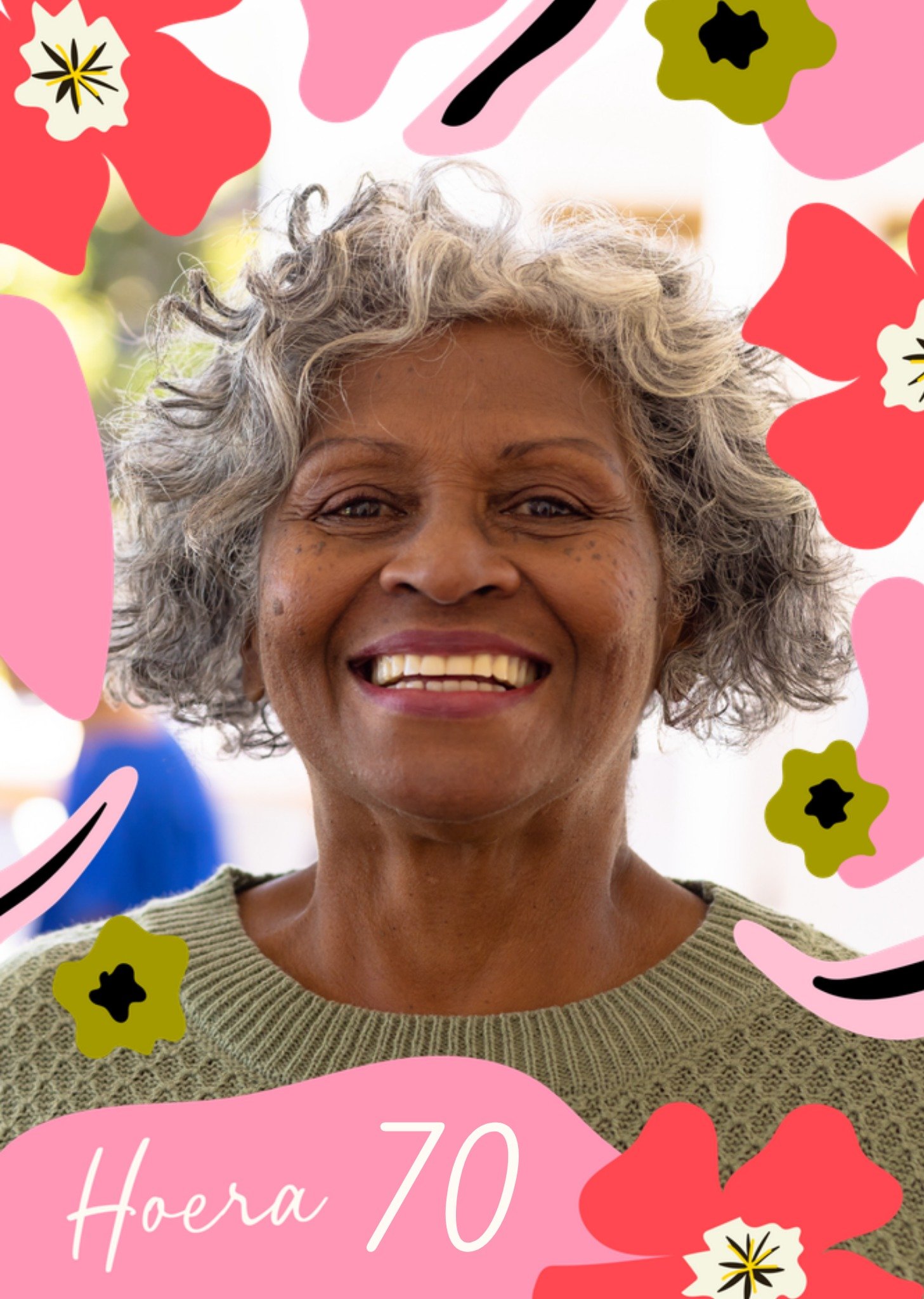 Verjaardagskaart Hoera 70 Fotokaart Aanpasbare tekst Kaart Greetz