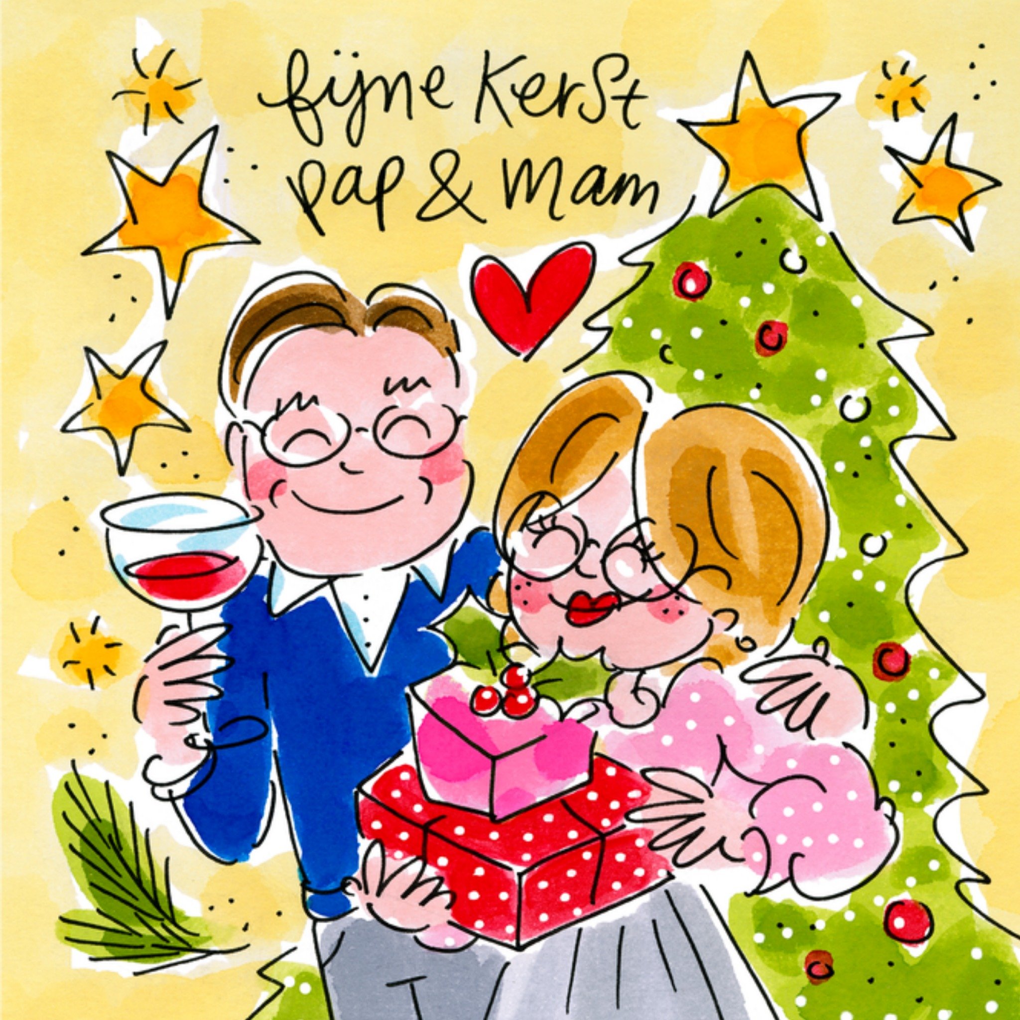 Blond Amsterdam Kerstkaart Pap en Mam Vierkant