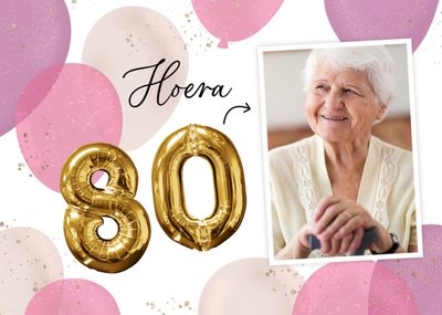 Greetz | Verjaardagskaart | Hoera 80 | Fotokaart | Aanpasbare tekst