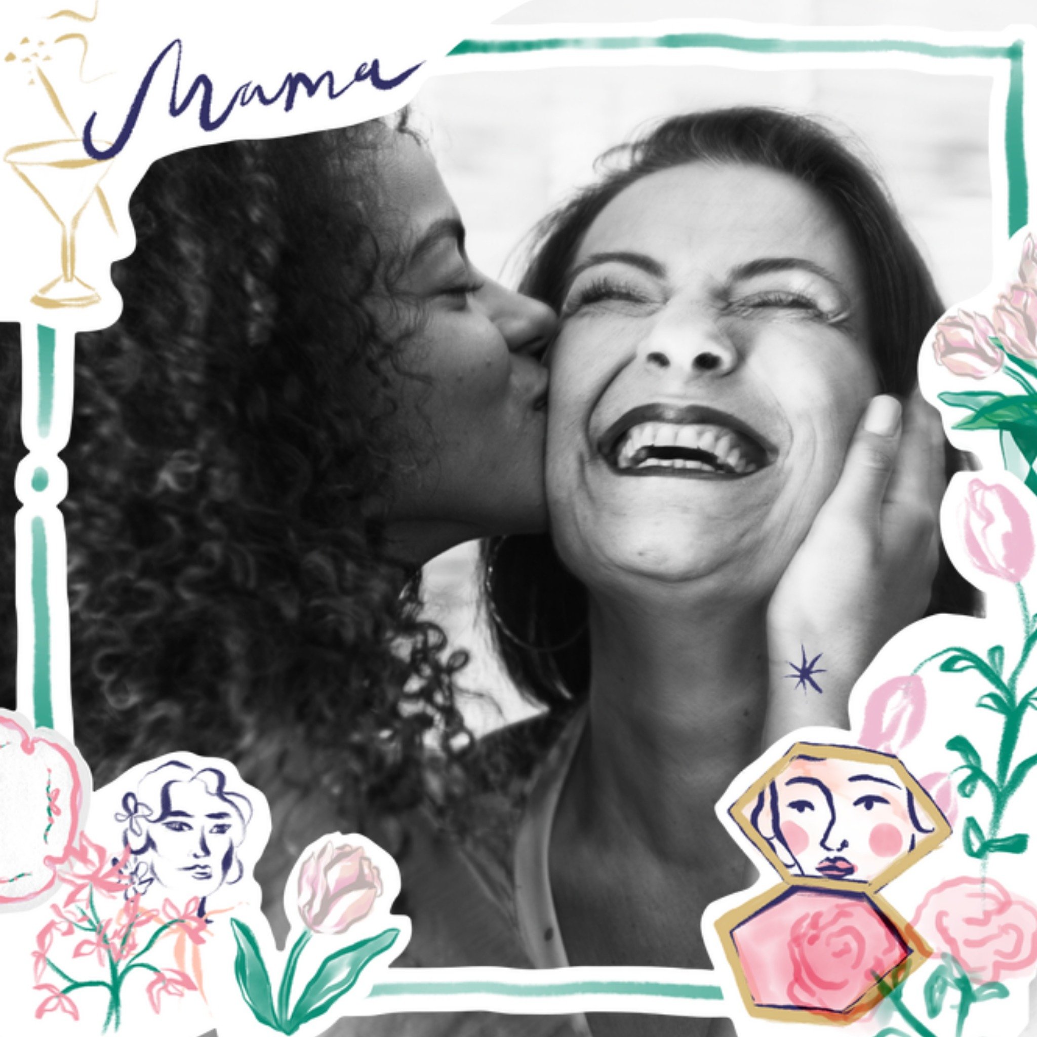 Greetz Moederdagkaart Mama Hand geschilderd Fotokaart Vierkant