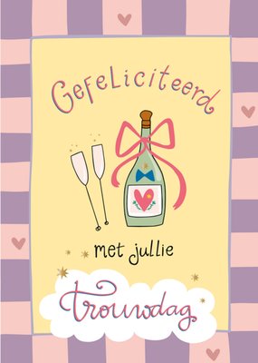 Geïllustreerd Champagne Jullie Trouwdag Kaart