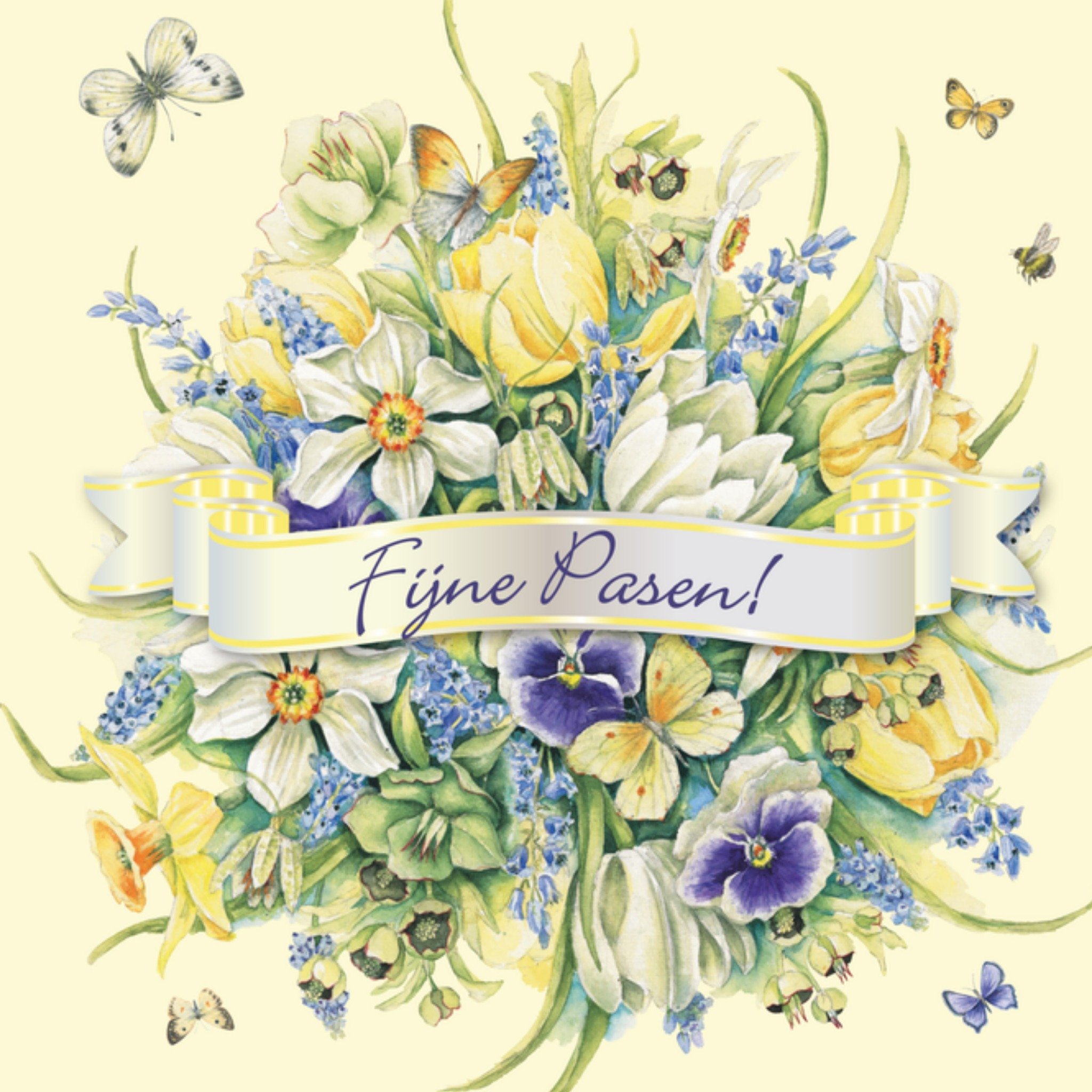 Paaskaart bloemen Vierkante Kaart Janneke Brinkman