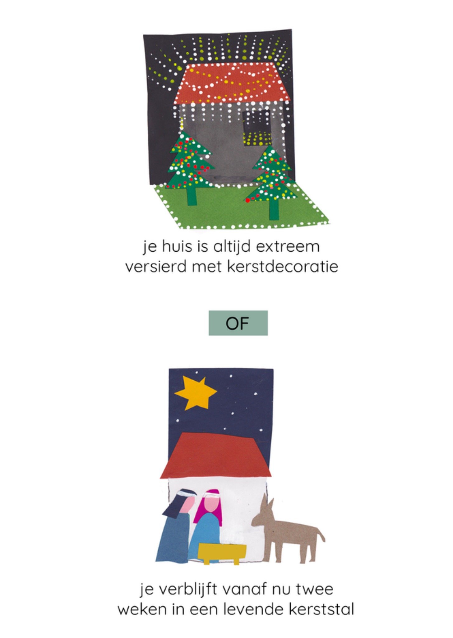 Kerstkaart Levende kerststal Dilemma op Dinsdag