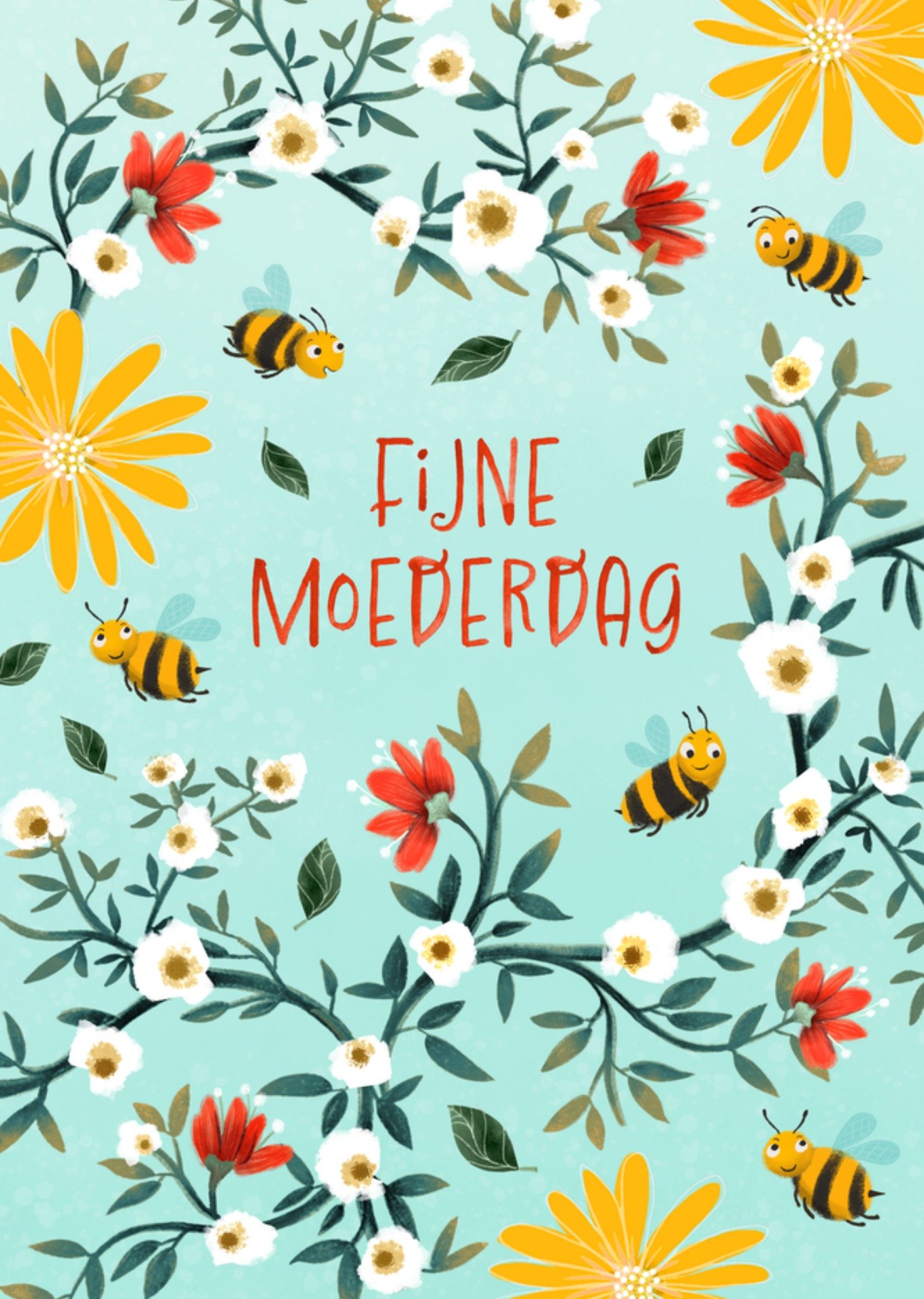 Fishuals Moederdagkaart Bloemen en bijen Greetz